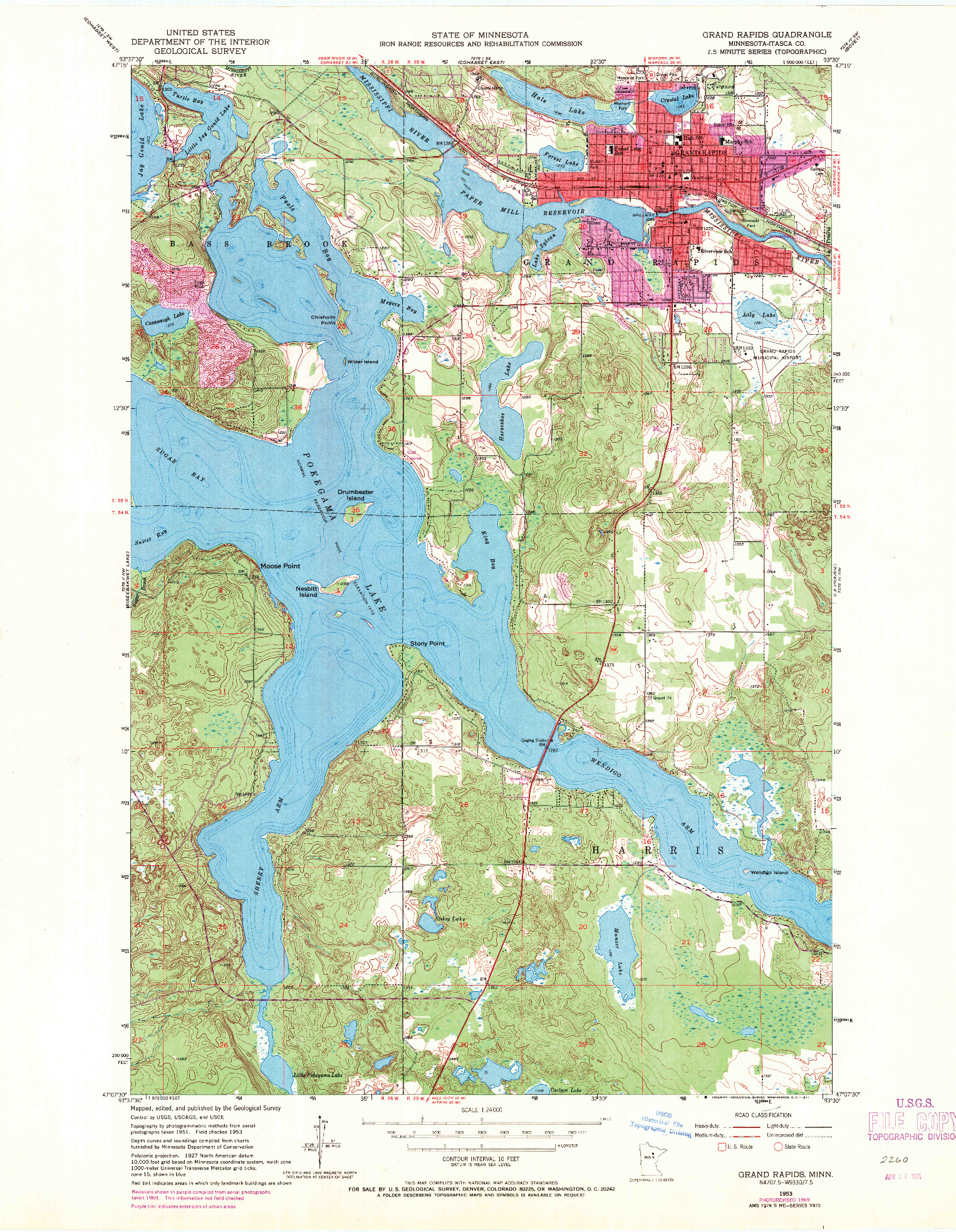 USGS 1:24000-SCALE QUADRANGLE FOR GRAND RAPIDS, MN 1953