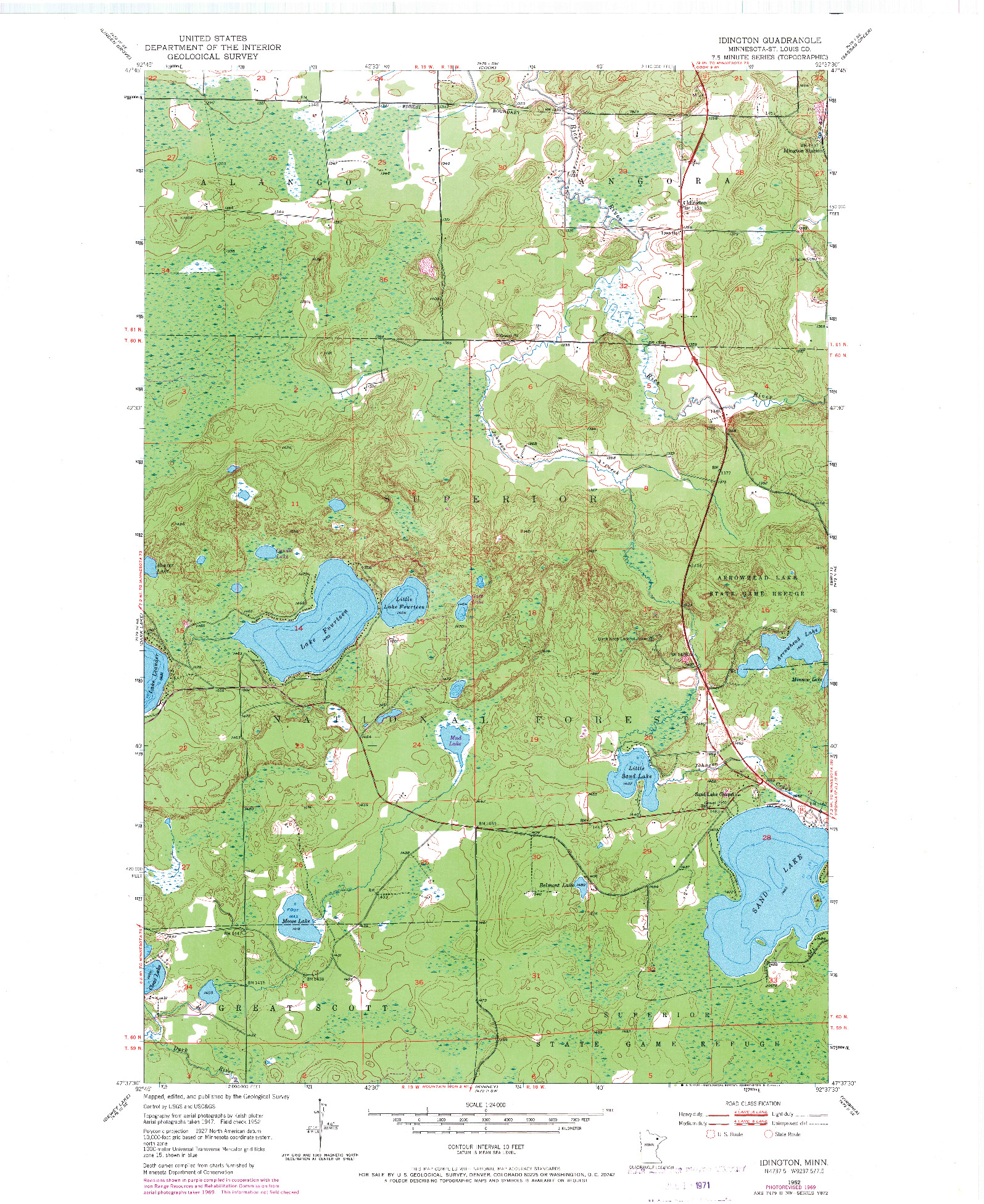USGS 1:24000-SCALE QUADRANGLE FOR IDINGTON, MN 1952