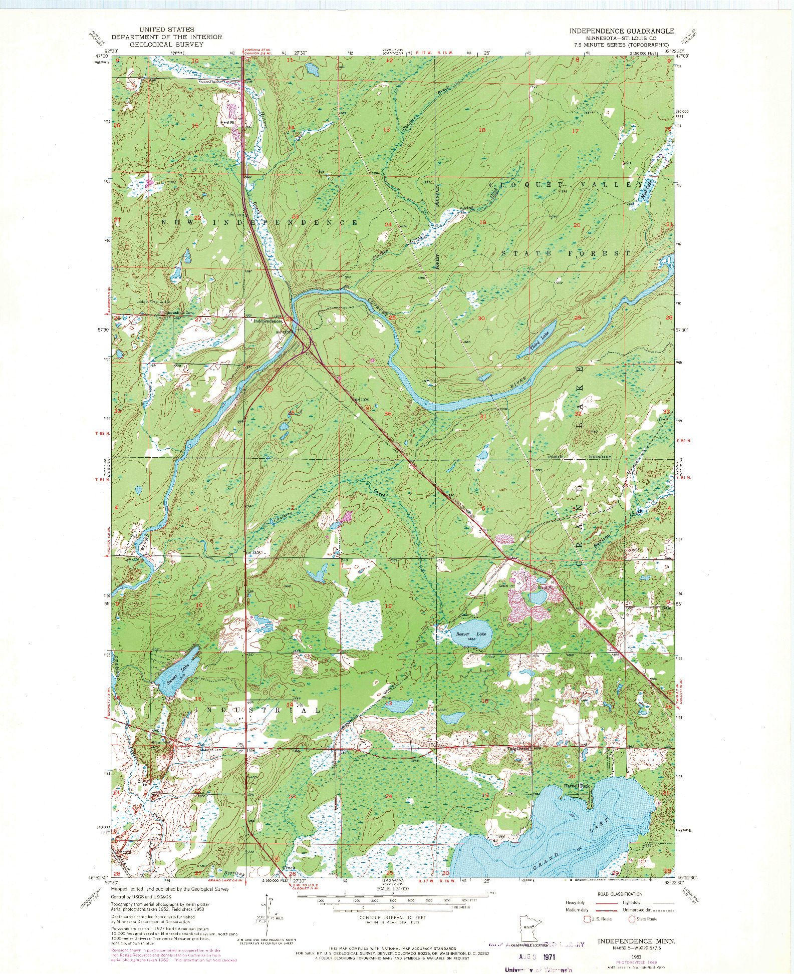 USGS 1:24000-SCALE QUADRANGLE FOR INDEPENDENCE, MN 1953