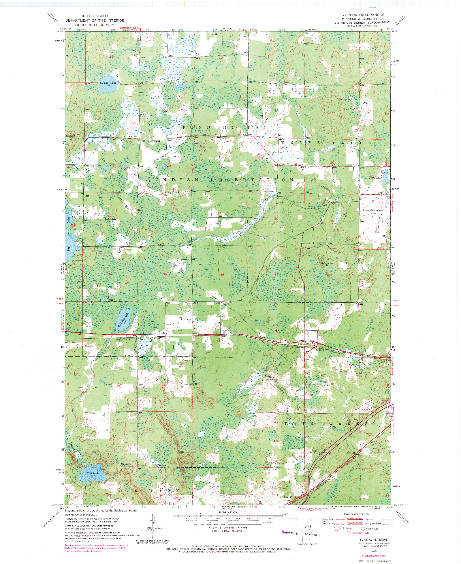 USGS 1:24000-SCALE QUADRANGLE FOR IVERSON, MN 1954