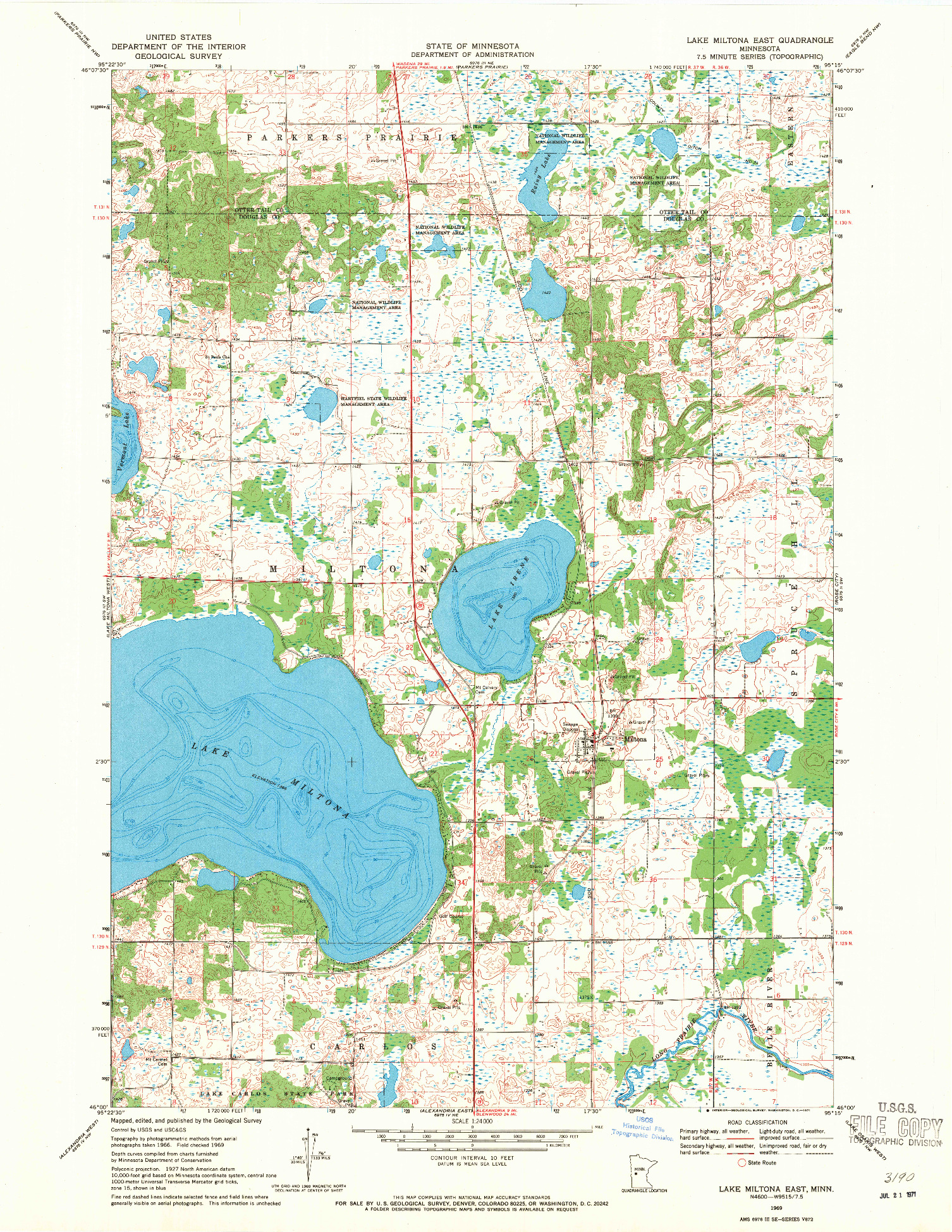 USGS 1:24000-SCALE QUADRANGLE FOR LAKE MILTONA EAST, MN 1969