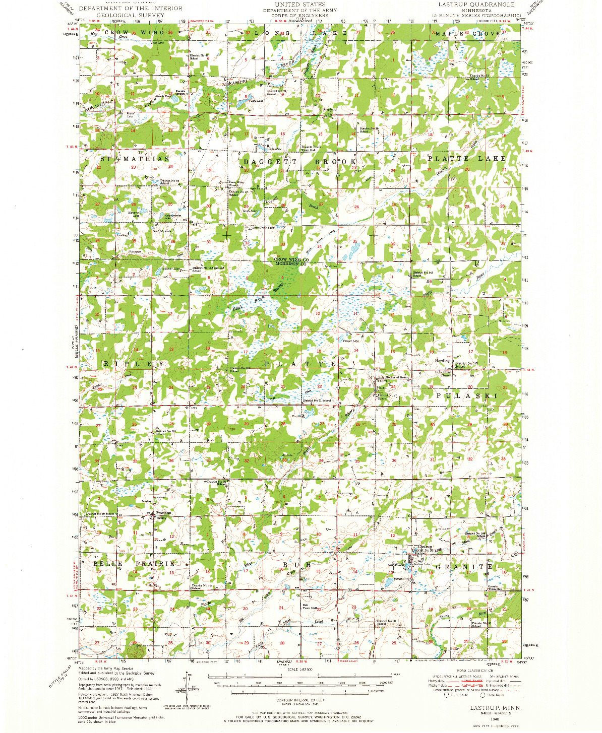 USGS 1:62500-SCALE QUADRANGLE FOR LASTRUP, MN 1948