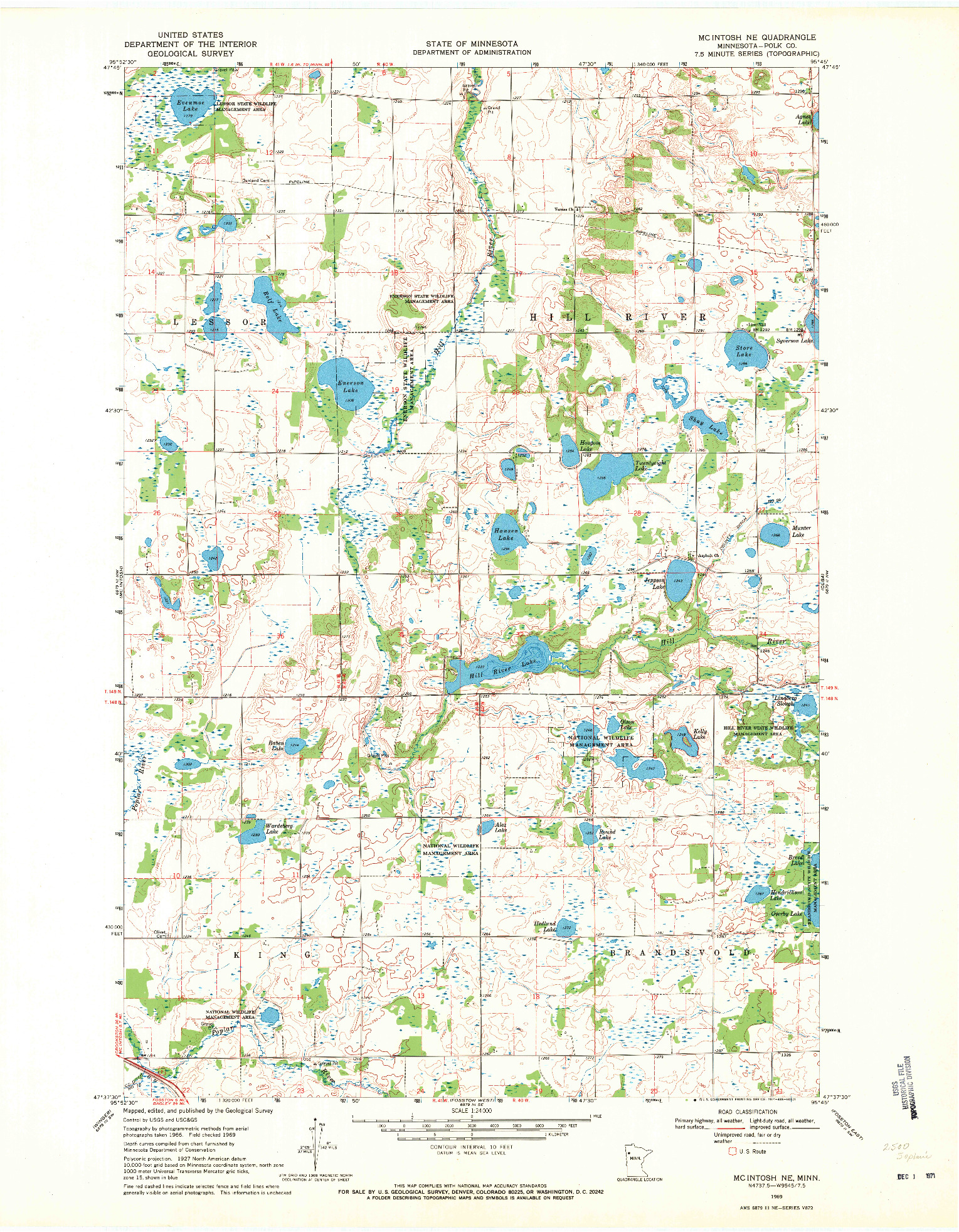 USGS 1:24000-SCALE QUADRANGLE FOR MC INTOSH NE, MN 1969