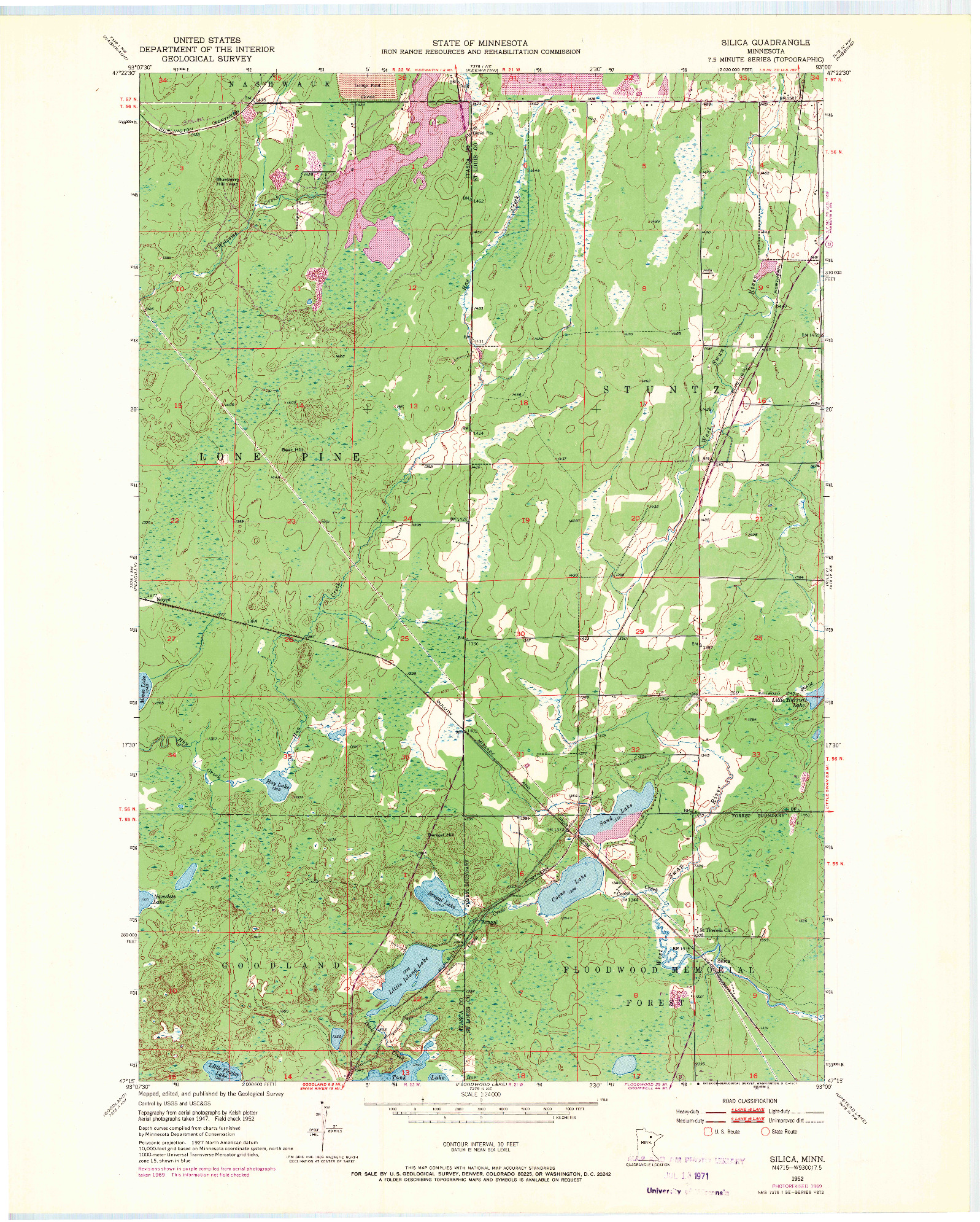 USGS 1:24000-SCALE QUADRANGLE FOR SILICA, MN 1952