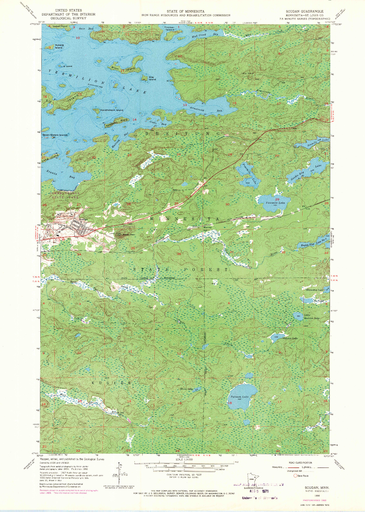 USGS 1:24000-SCALE QUADRANGLE FOR SOUDAN, MN 1956