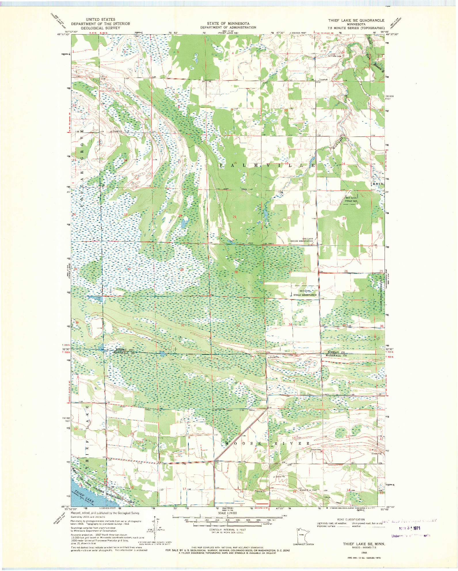 USGS 1:24000-SCALE QUADRANGLE FOR THIEF LAKE SE, MN 1968