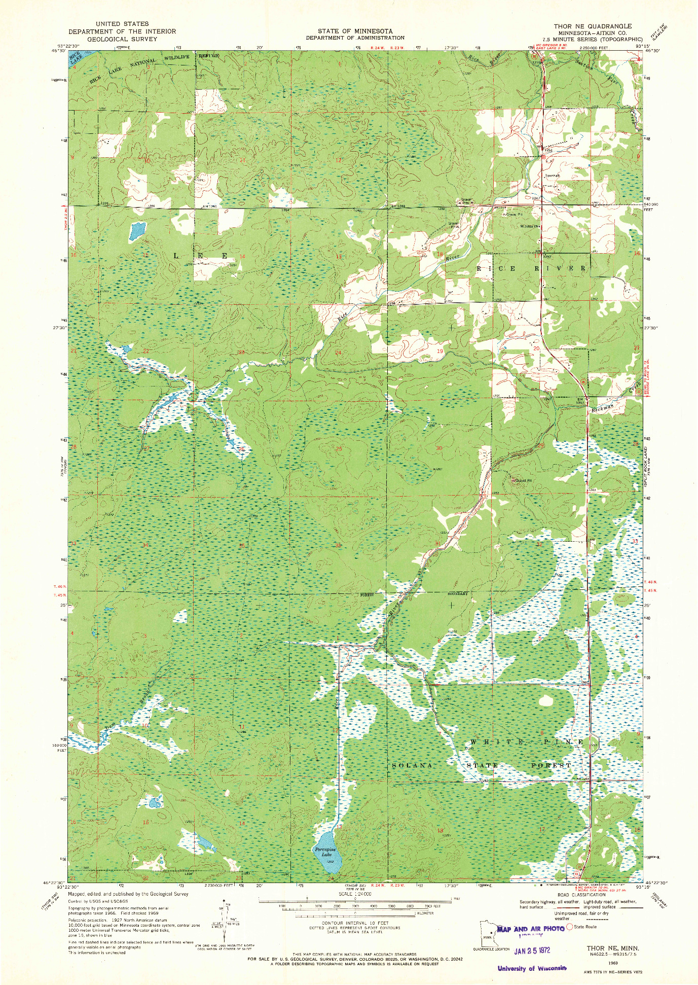 USGS 1:24000-SCALE QUADRANGLE FOR THOR NE, MN 1969