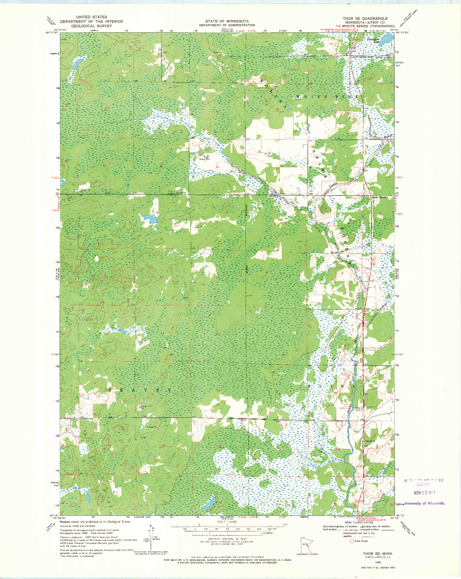 USGS 1:24000-SCALE QUADRANGLE FOR THOR SE, MN 1969