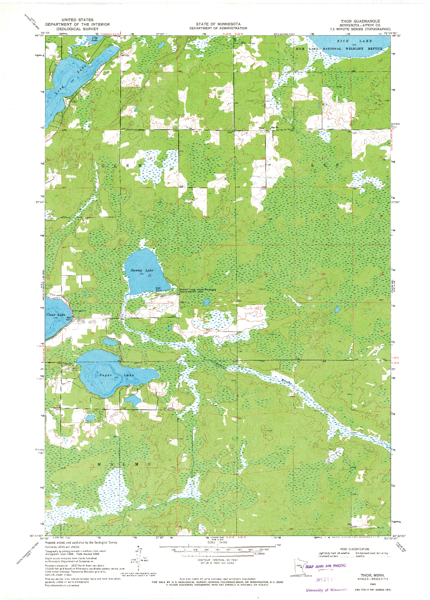 USGS 1:24000-SCALE QUADRANGLE FOR THOR, MN 1969