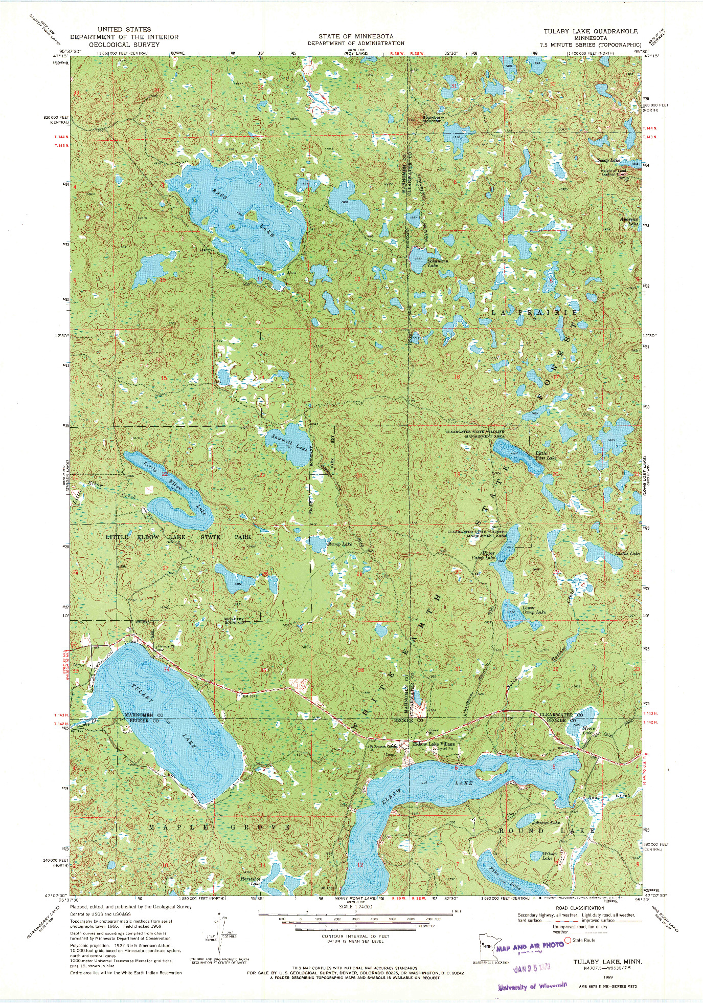 USGS 1:24000-SCALE QUADRANGLE FOR TULABY LAKE, MN 1969