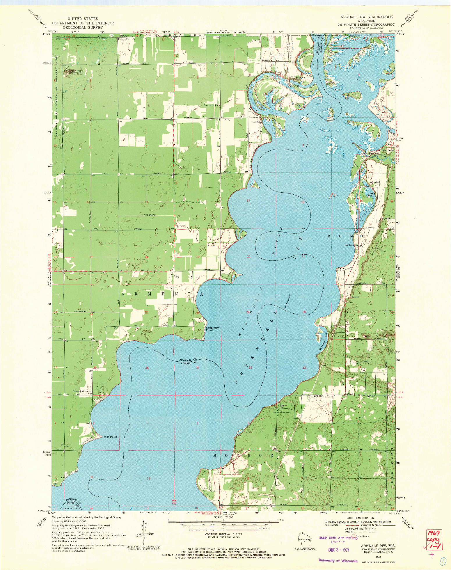 USGS 1:24000-SCALE QUADRANGLE FOR ARKDALE NW, WI 1969