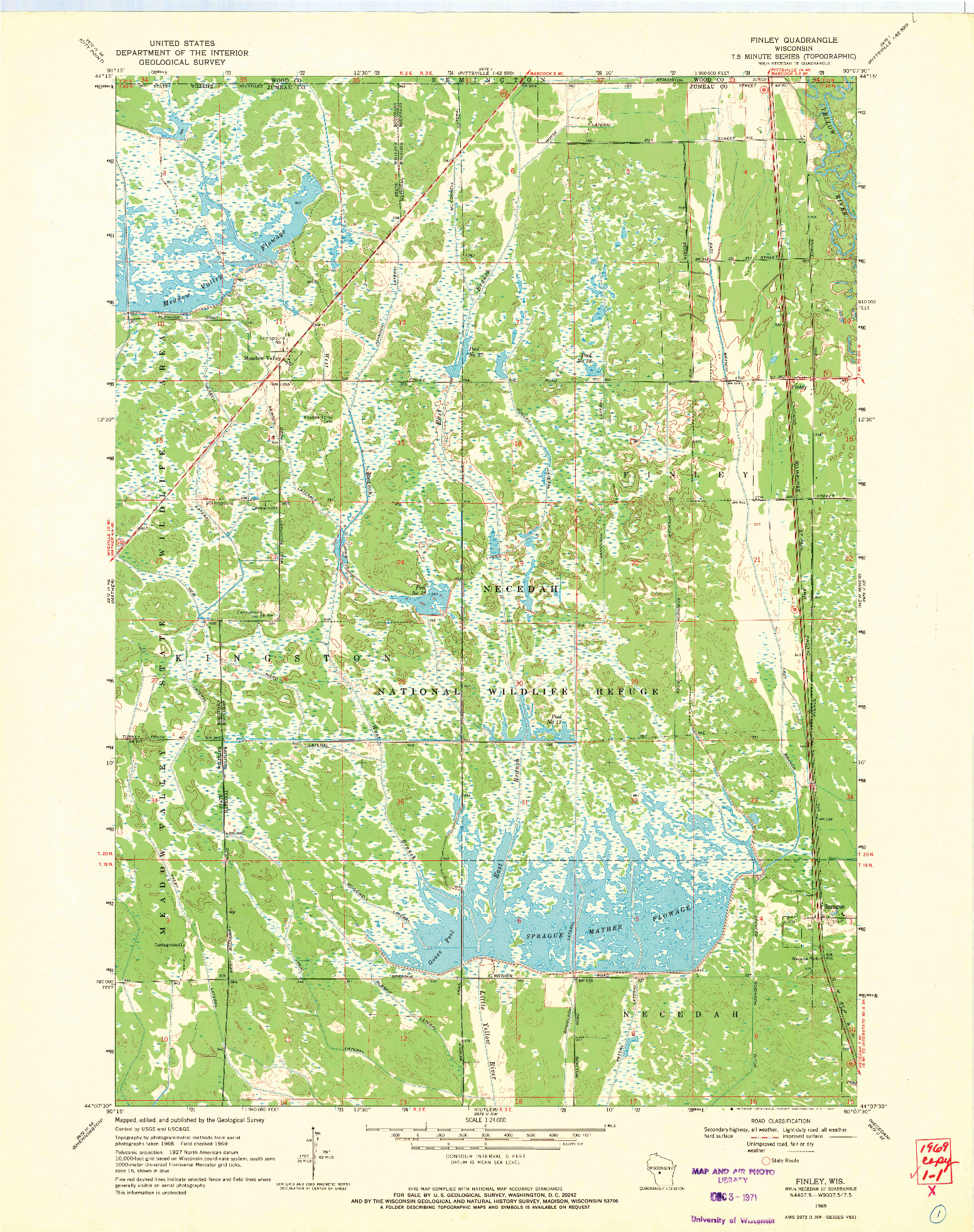 USGS 1:24000-SCALE QUADRANGLE FOR FINLEY, WI 1969