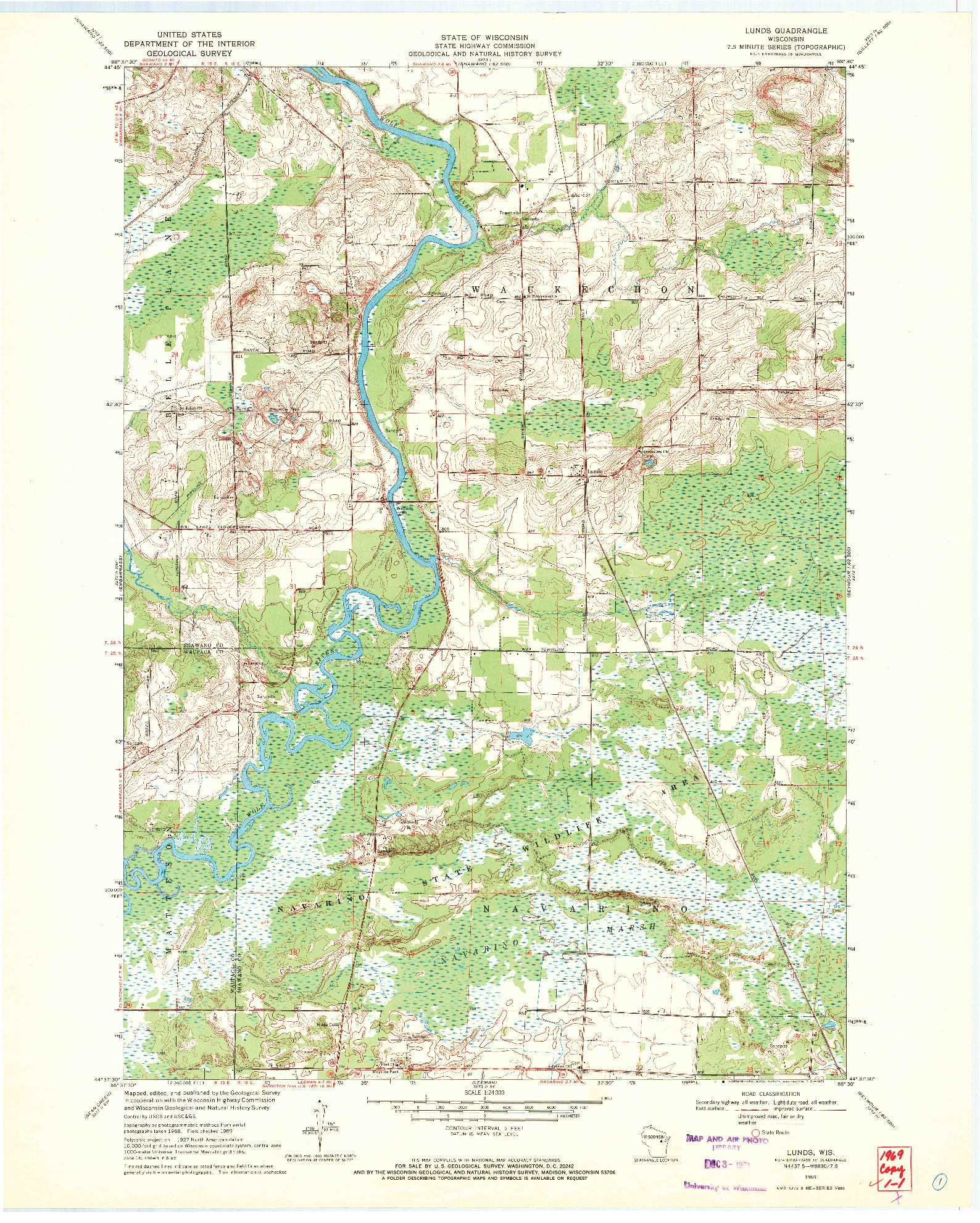 USGS 1:24000-SCALE QUADRANGLE FOR LUNDS, WI 1969