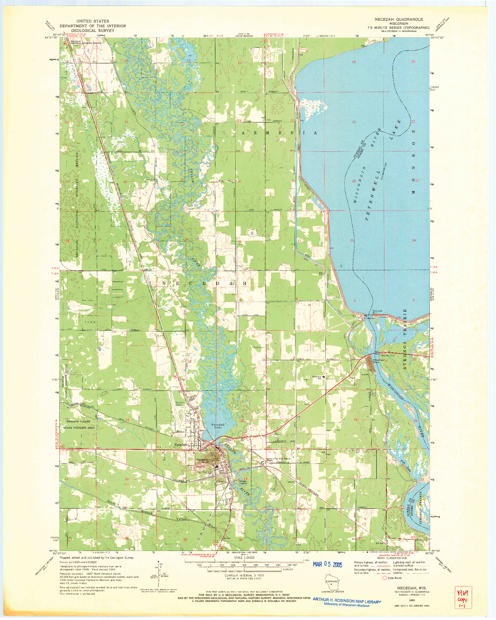 USGS 1:24000-SCALE QUADRANGLE FOR NECEDAH, WI 1969
