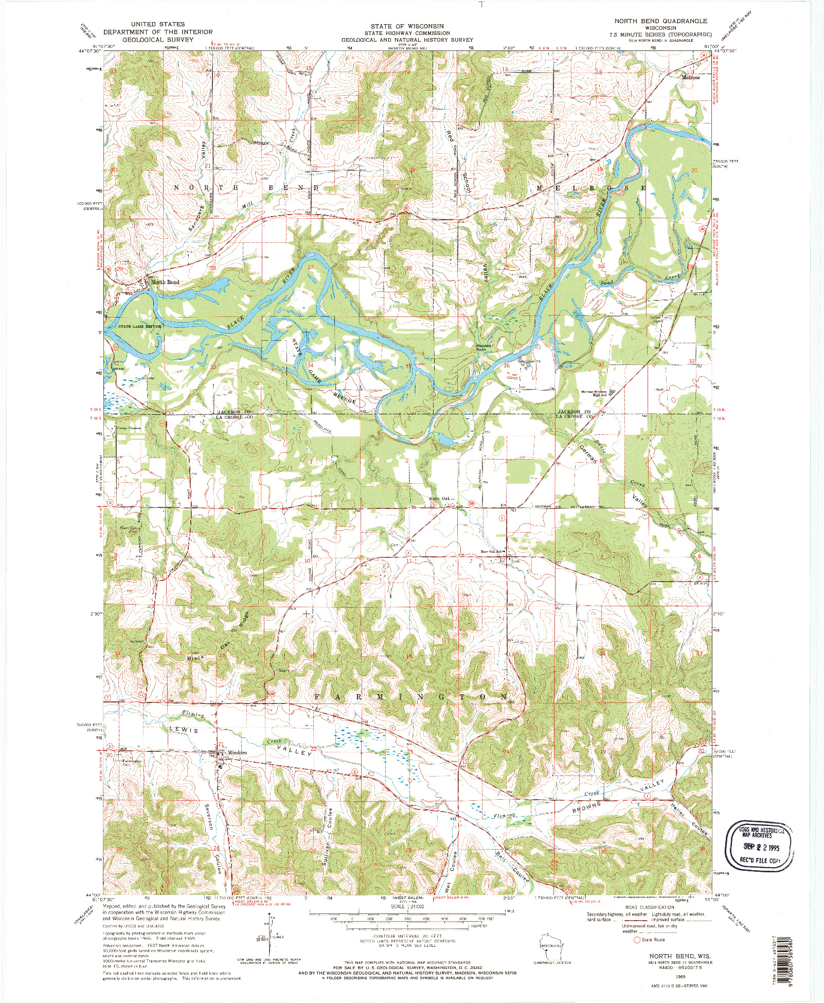 USGS 1:24000-SCALE QUADRANGLE FOR NORTH BEND, WI 1969