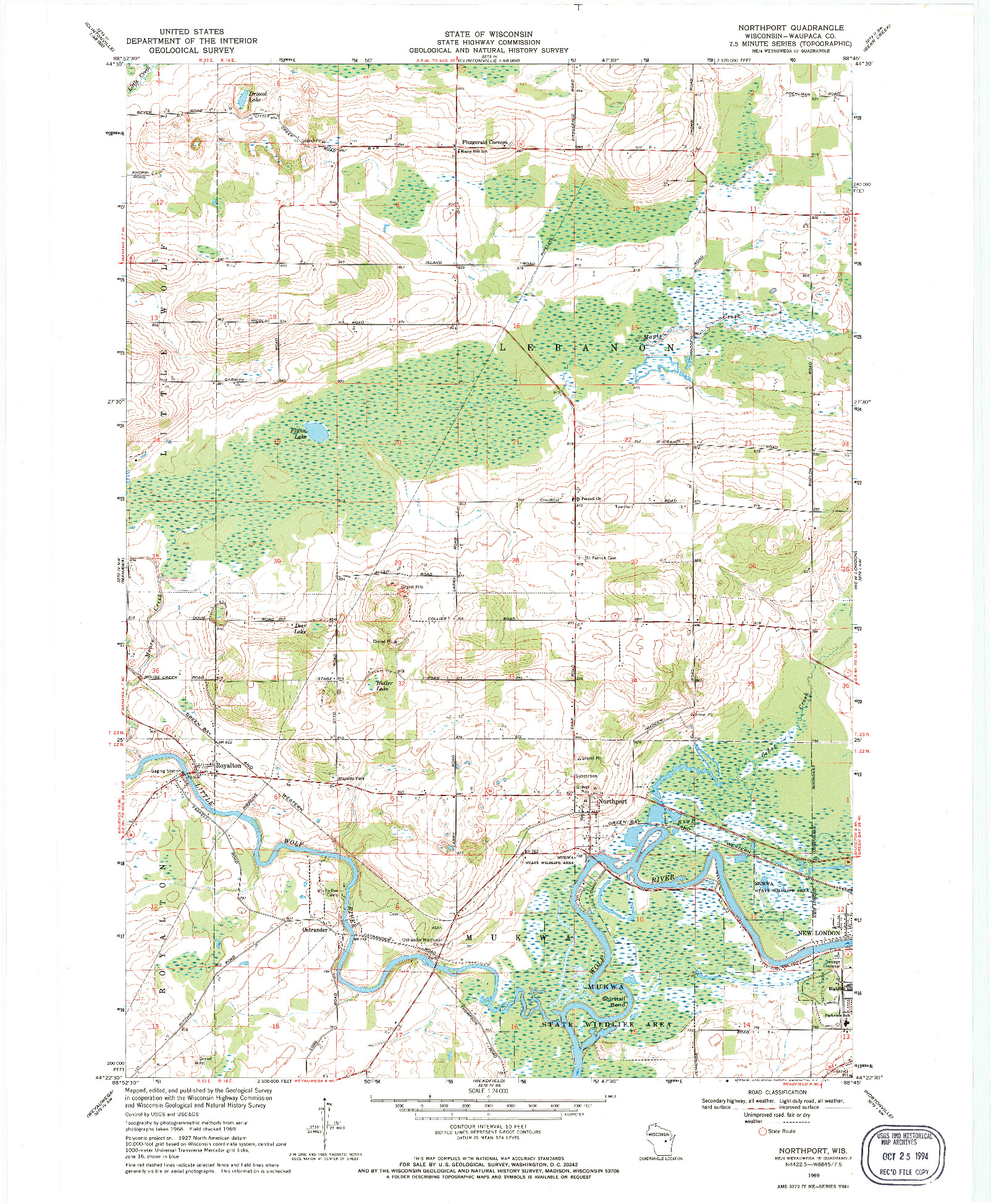 USGS 1:24000-SCALE QUADRANGLE FOR NORTHPORT, WI 1969