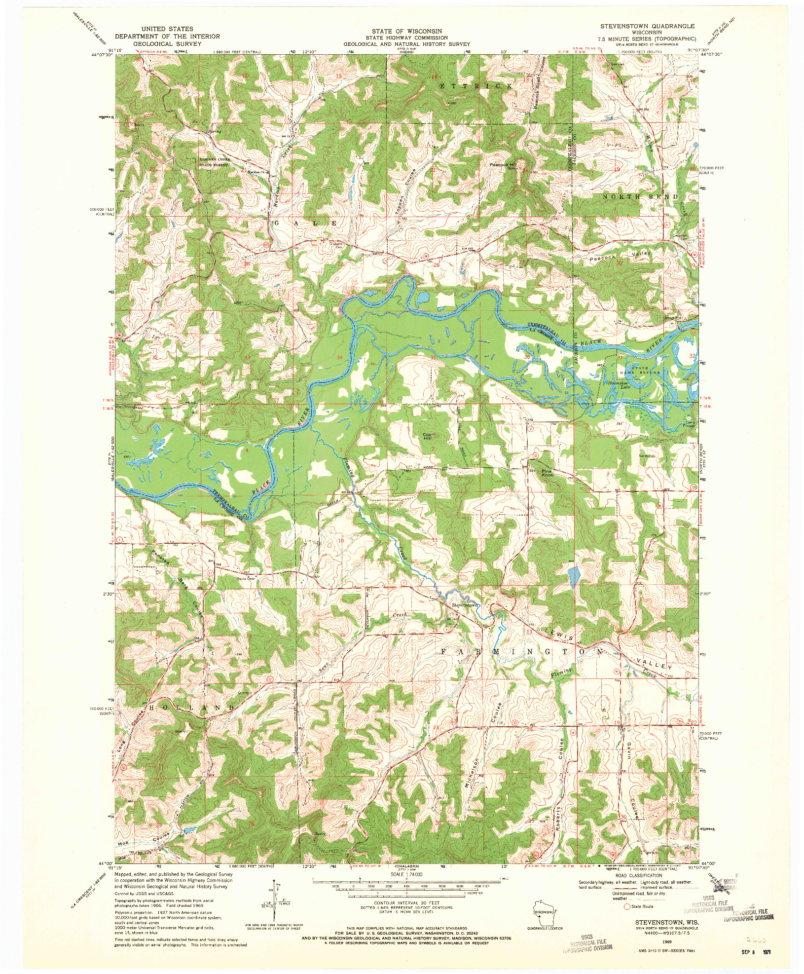 USGS 1:24000-SCALE QUADRANGLE FOR STEVENSTOWN, WI 1969