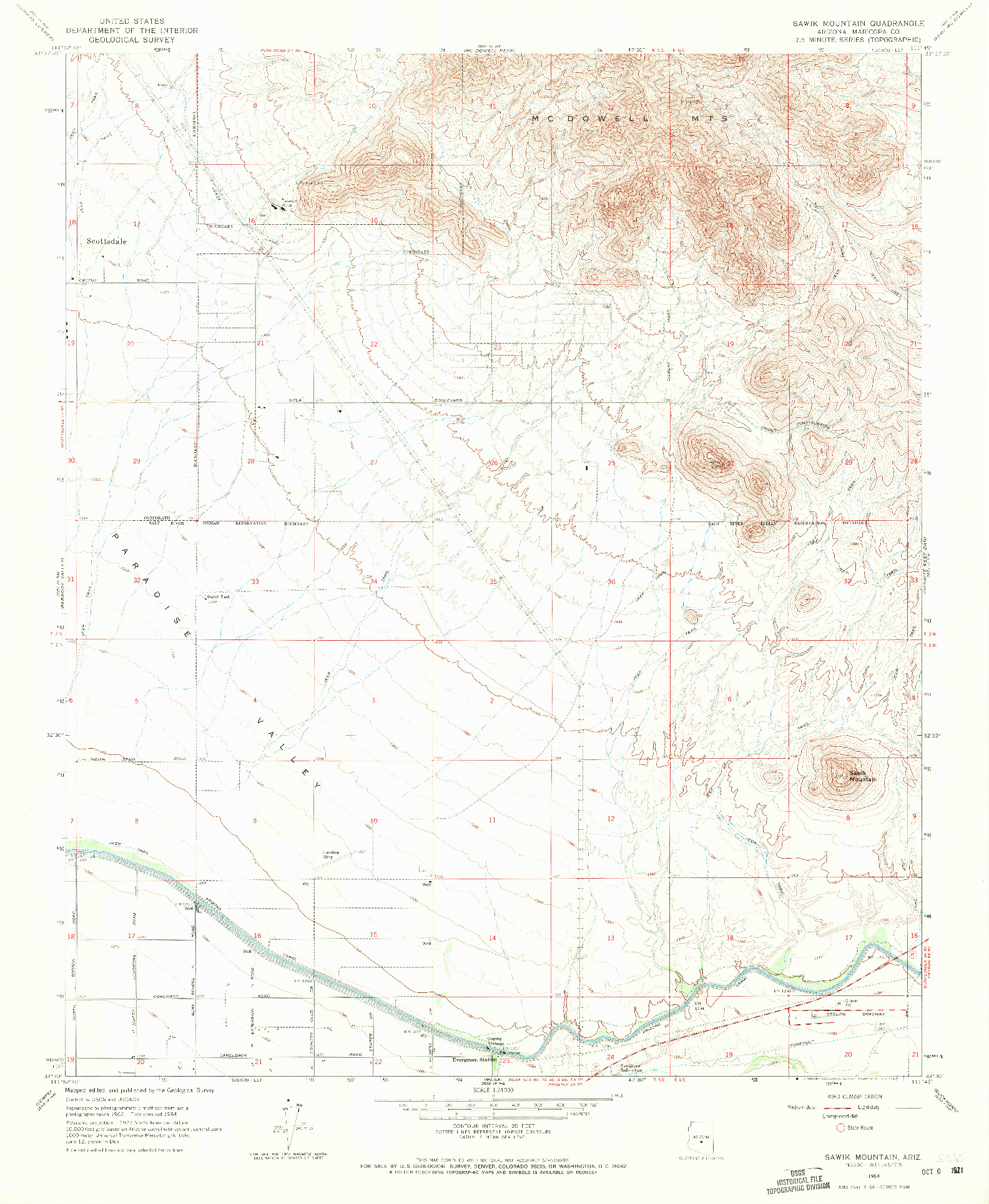 USGS 1:24000-SCALE QUADRANGLE FOR SAWIK MOUNTAIN, AZ 1964