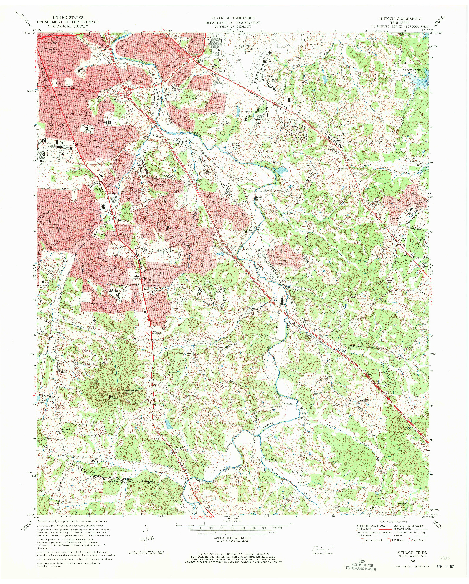 USGS 1:24000-SCALE QUADRANGLE FOR ANTIOCH, TN 1968