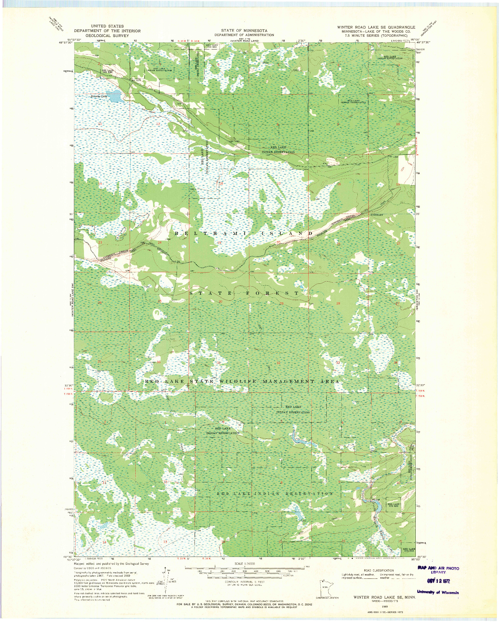 USGS 1:24000-SCALE QUADRANGLE FOR WINTER ROAD LAKE SE, MN 1969
