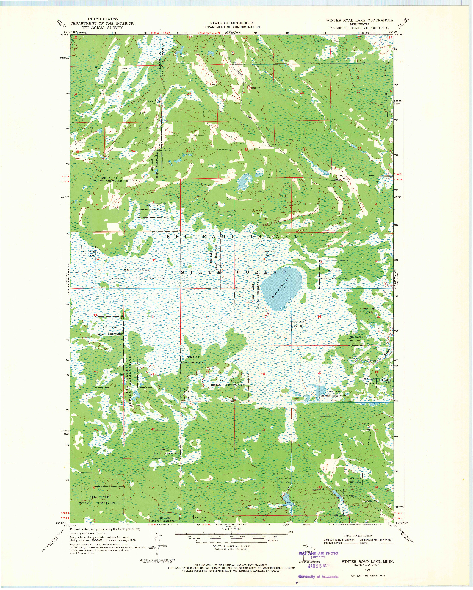 USGS 1:24000-SCALE QUADRANGLE FOR WINTER ROAD LAKE, MN 1968
