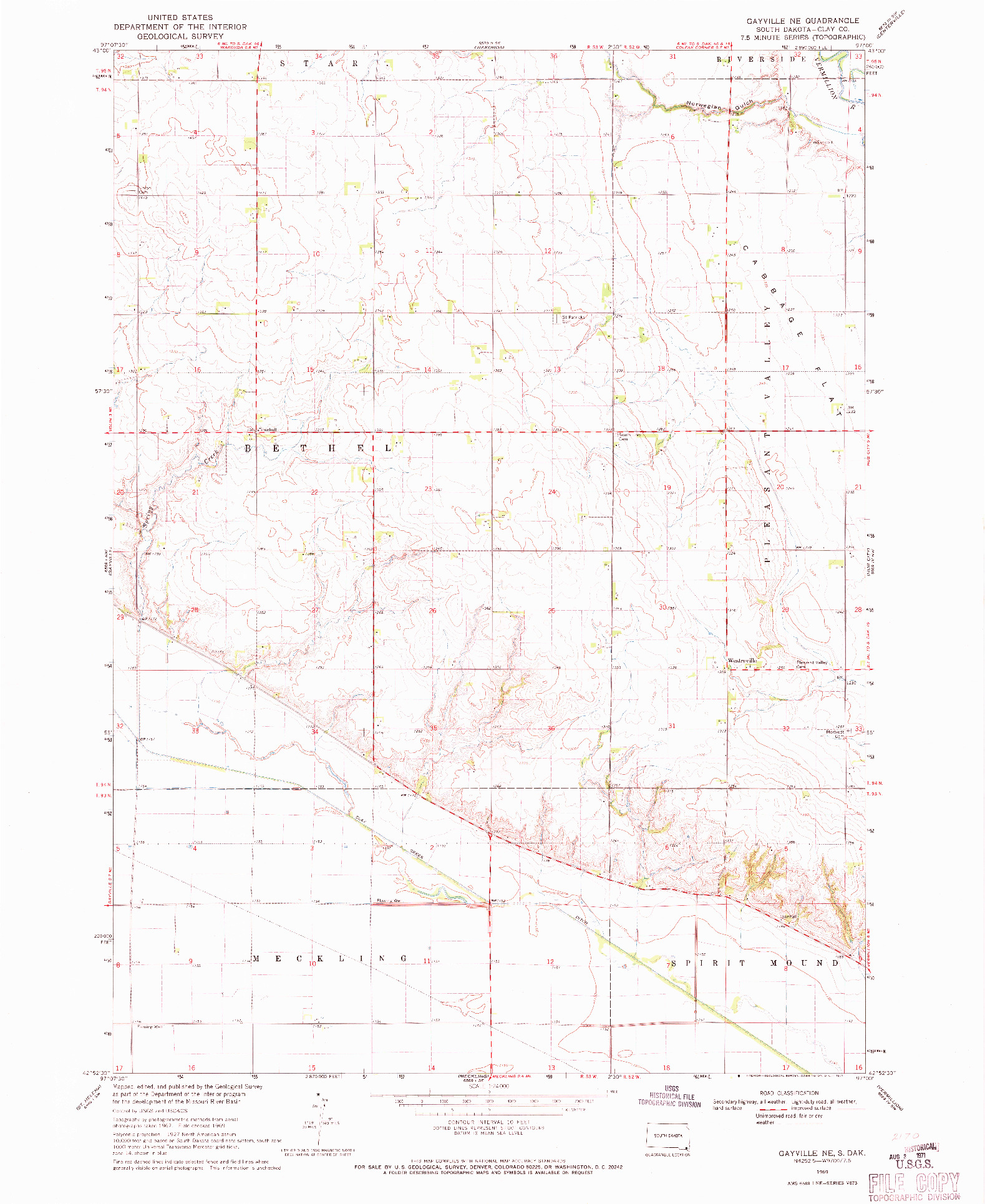 USGS 1:24000-SCALE QUADRANGLE FOR GAYVILLE NE, SD 1969