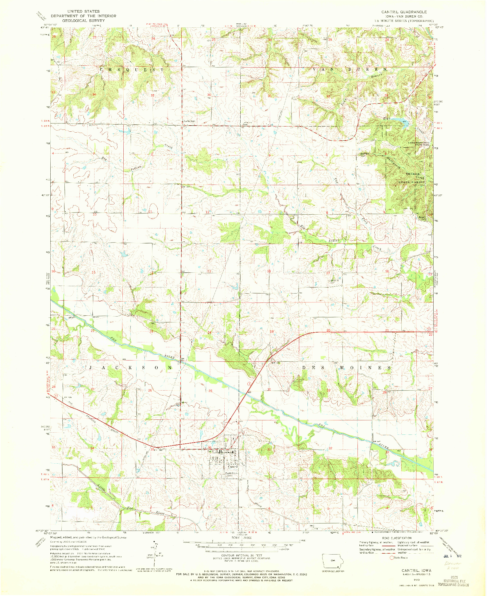 USGS 1:24000-SCALE QUADRANGLE FOR CANTRIL, IA 1970