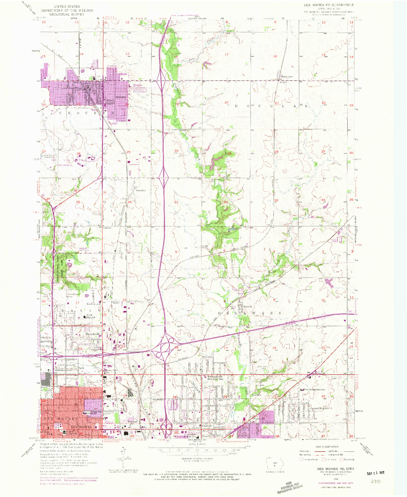 USGS 1:24000-SCALE QUADRANGLE FOR DES MOINES NE, IA 1956