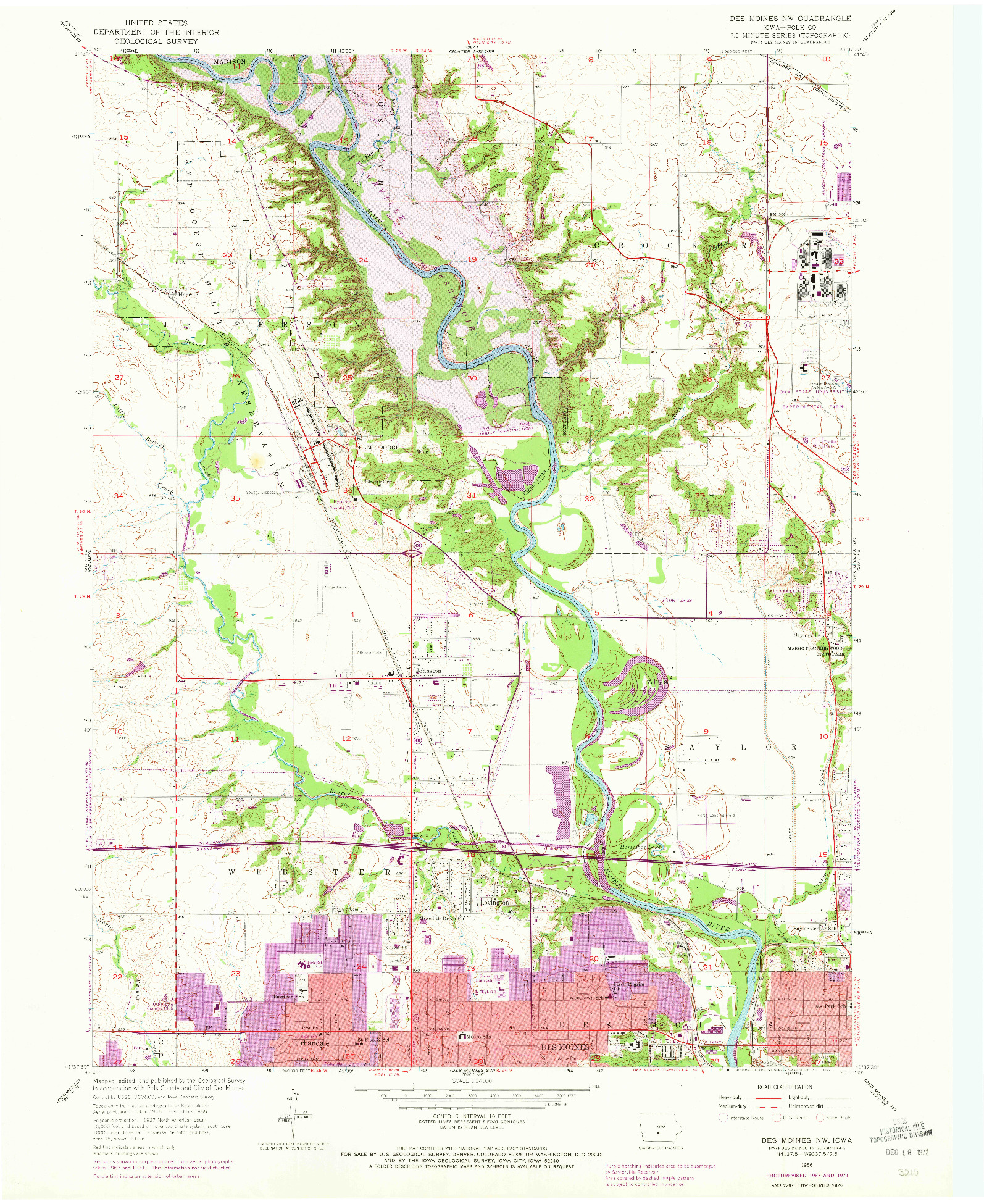 USGS 1:24000-SCALE QUADRANGLE FOR DES MOINES NW, IA 1956