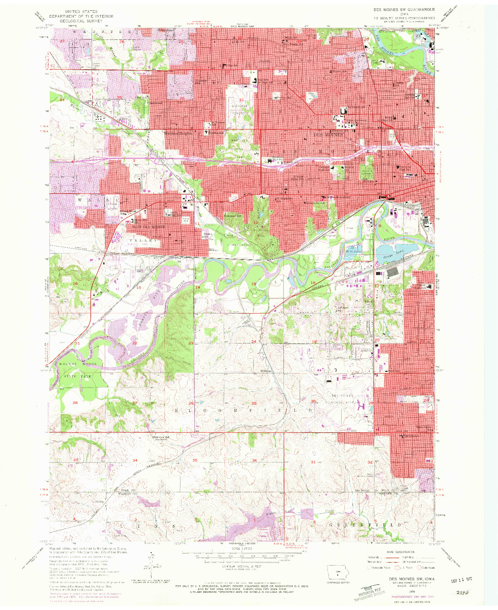 USGS 1:24000-SCALE QUADRANGLE FOR DES MOINES SW, IA 1956