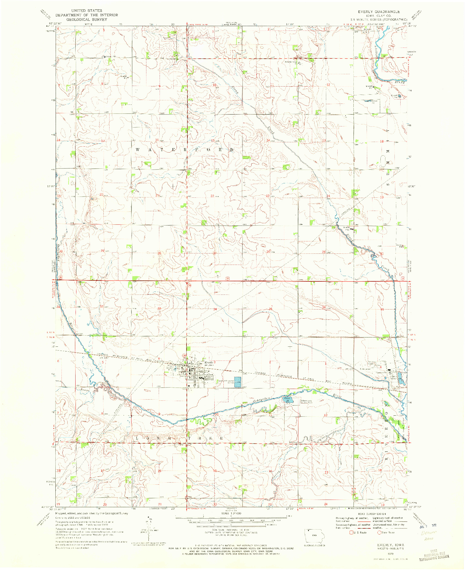 USGS 1:24000-SCALE QUADRANGLE FOR EVERLY, IA 1970