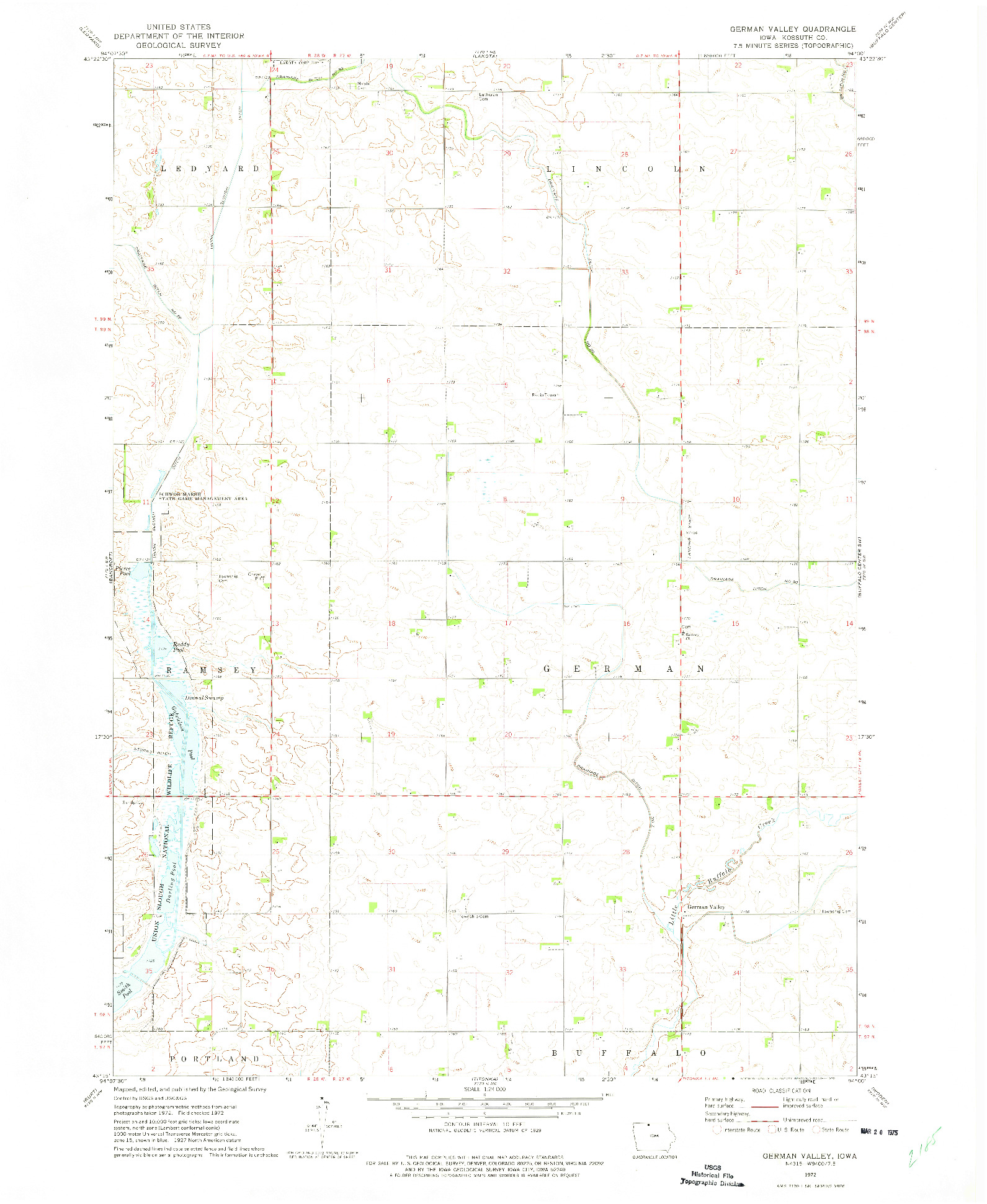 USGS 1:24000-SCALE QUADRANGLE FOR GERMAN VALLEY, IA 1972