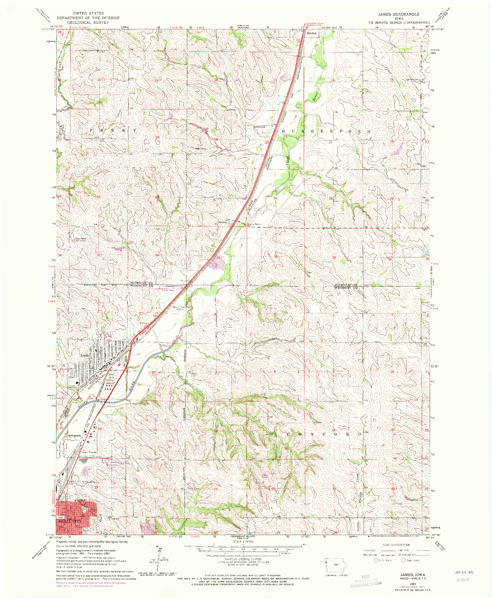 USGS 1:24000-SCALE QUADRANGLE FOR JAMES, IA 1964