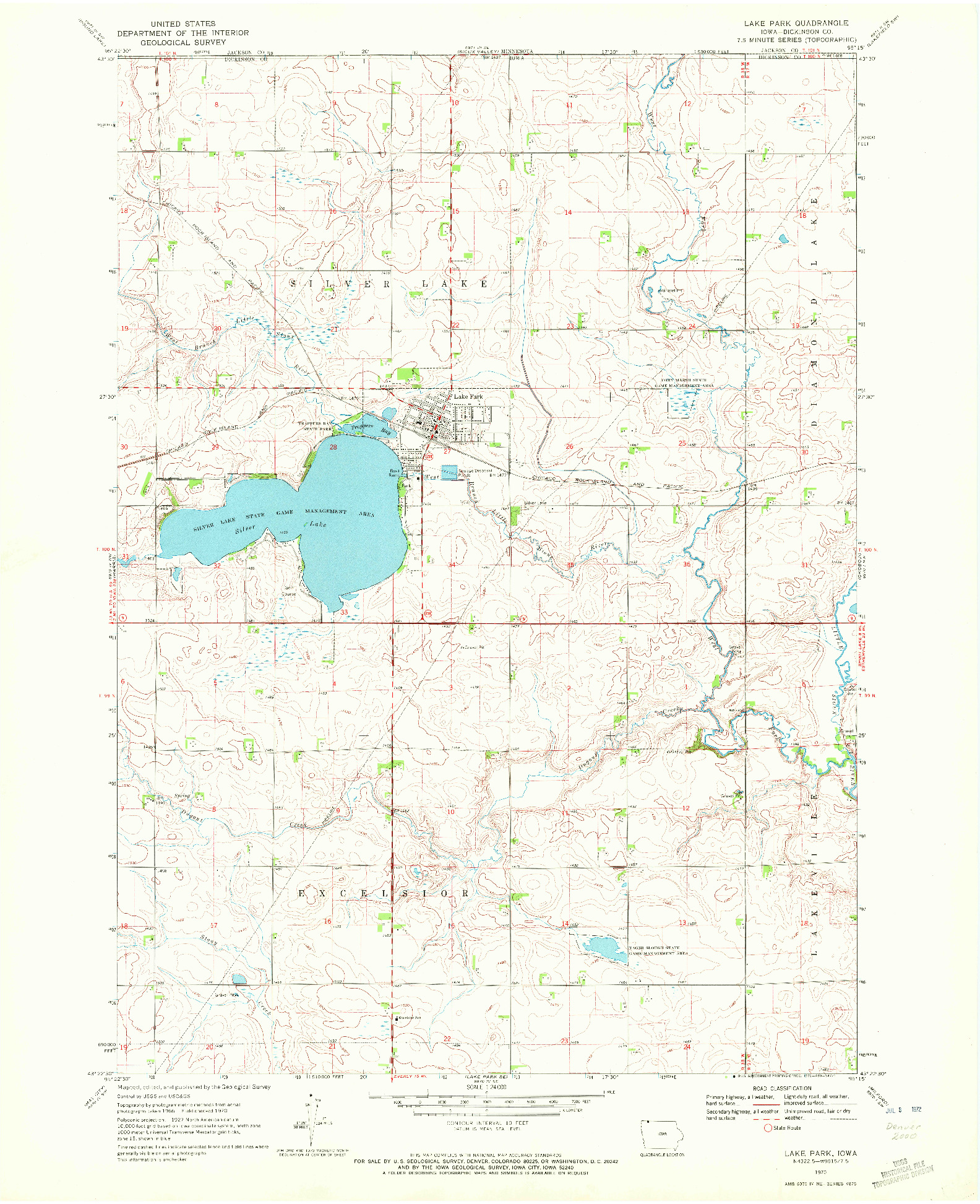 USGS 1:24000-SCALE QUADRANGLE FOR LAKE PARK, IA 1970