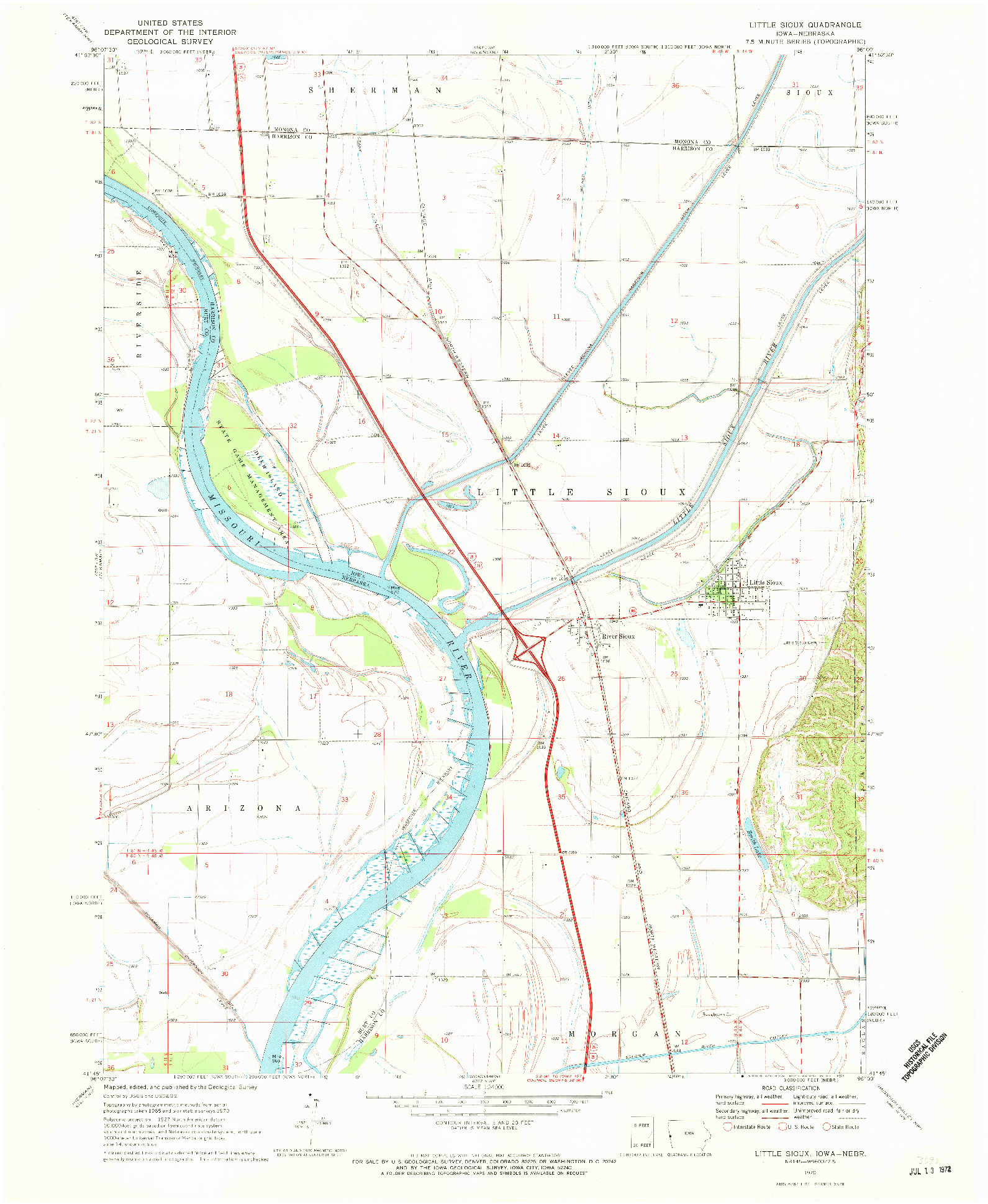 USGS 1:24000-SCALE QUADRANGLE FOR LITTLE SIOUX, IA 1970