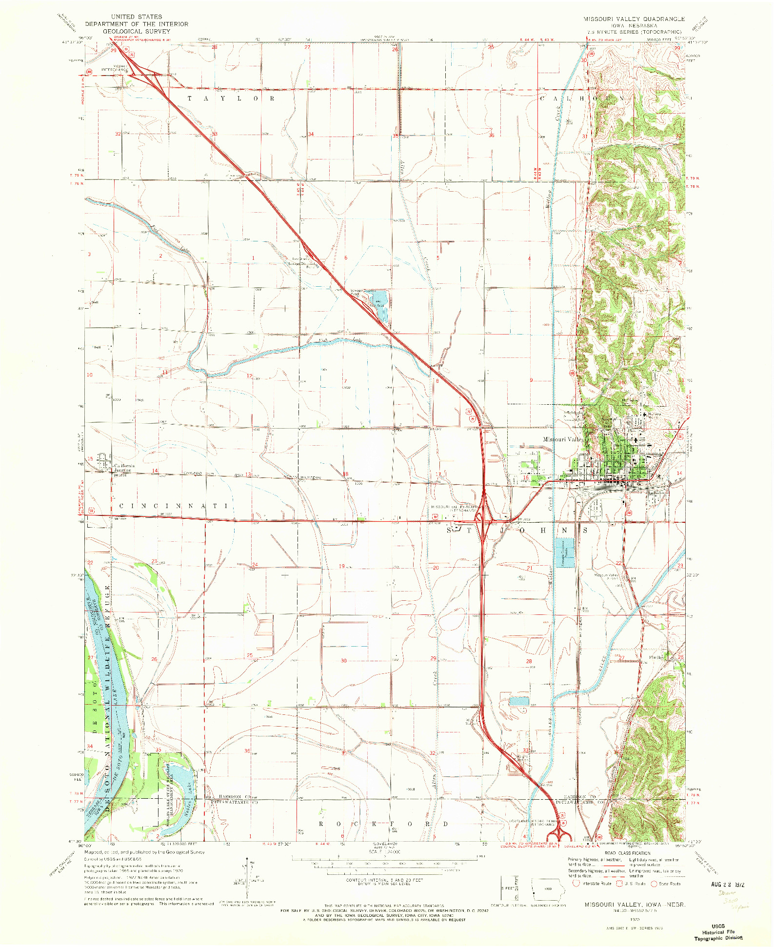 USGS 1:24000-SCALE QUADRANGLE FOR MISSOURI VALLEY, IA 1970