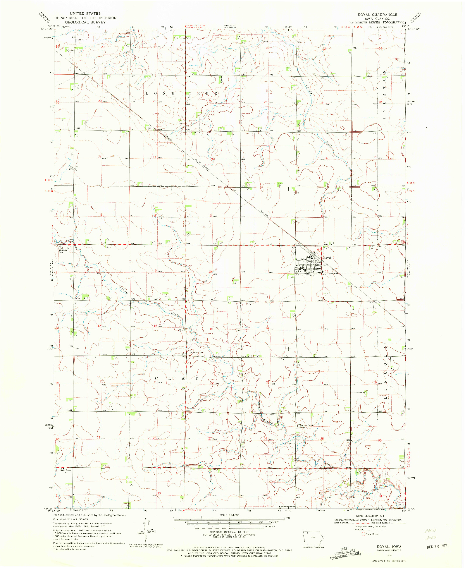 USGS 1:24000-SCALE QUADRANGLE FOR ROYAL, IA 1970