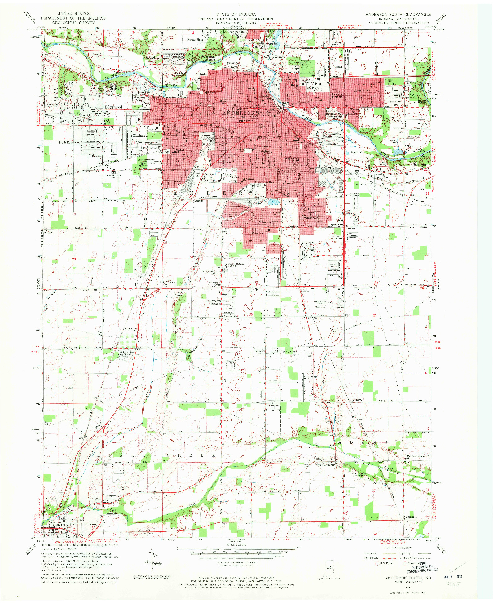 USGS 1:24000-SCALE QUADRANGLE FOR ANDERSON SOUTH, IN 1961