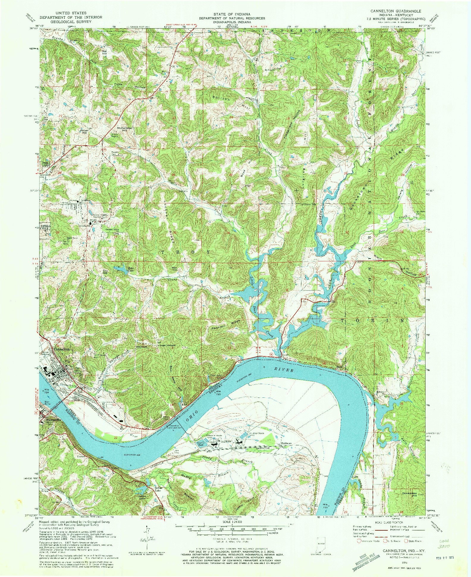 USGS 1:24000-SCALE QUADRANGLE FOR CANNELTON, IN 1970