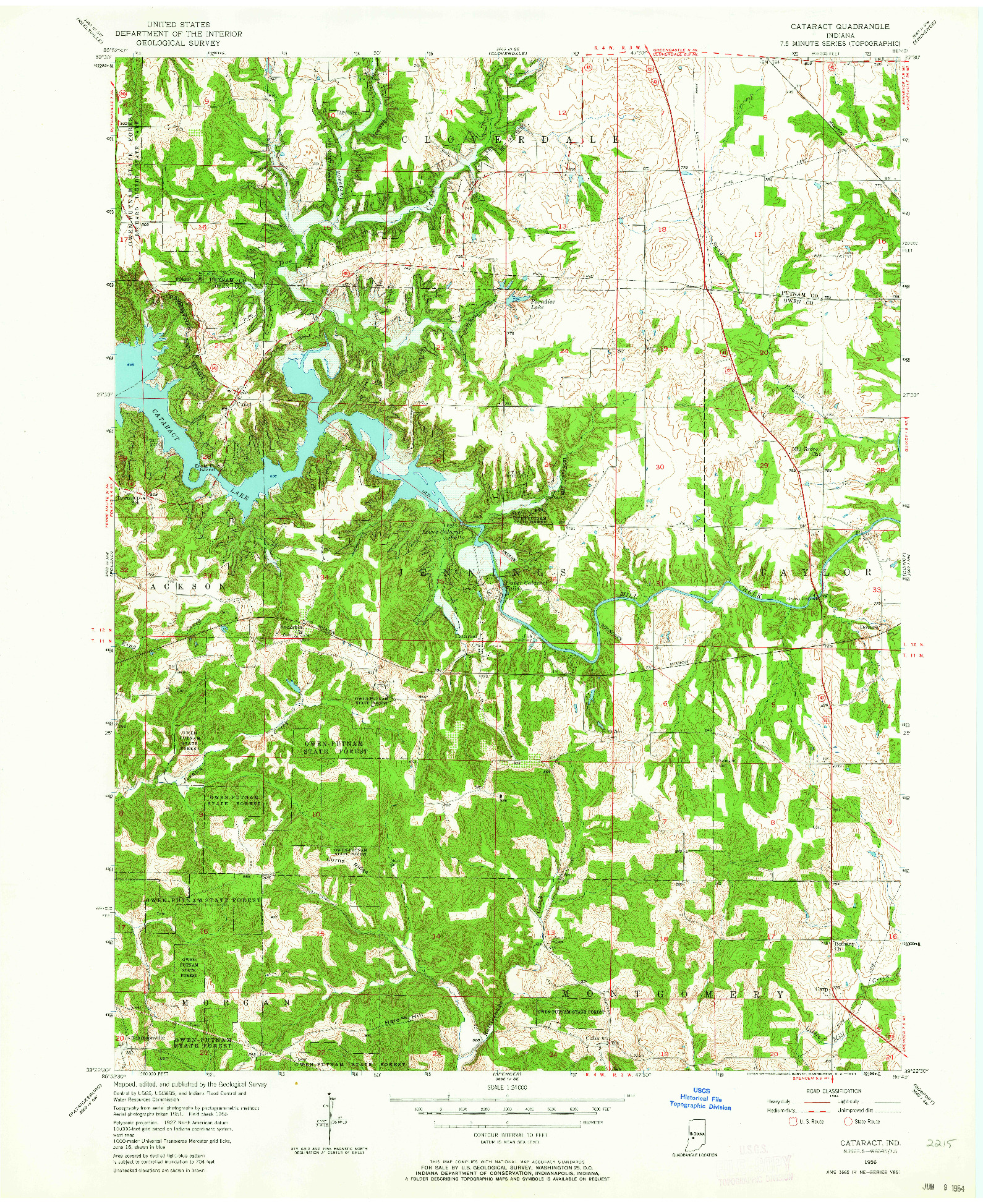 USGS 1:24000-SCALE QUADRANGLE FOR CATARACT, IN 1956