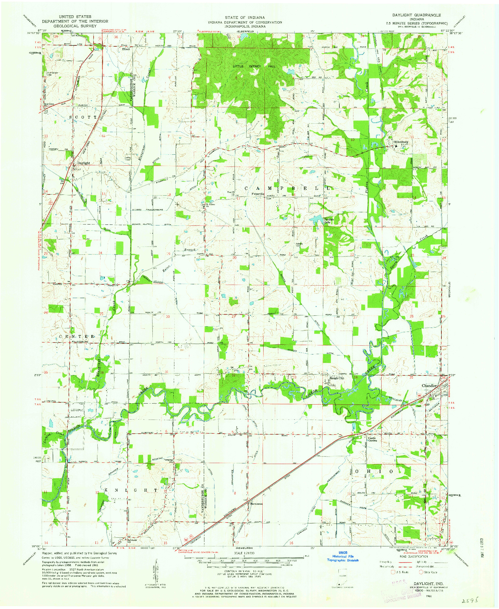 USGS 1:24000-SCALE QUADRANGLE FOR DAYLIGHT, IN 1961