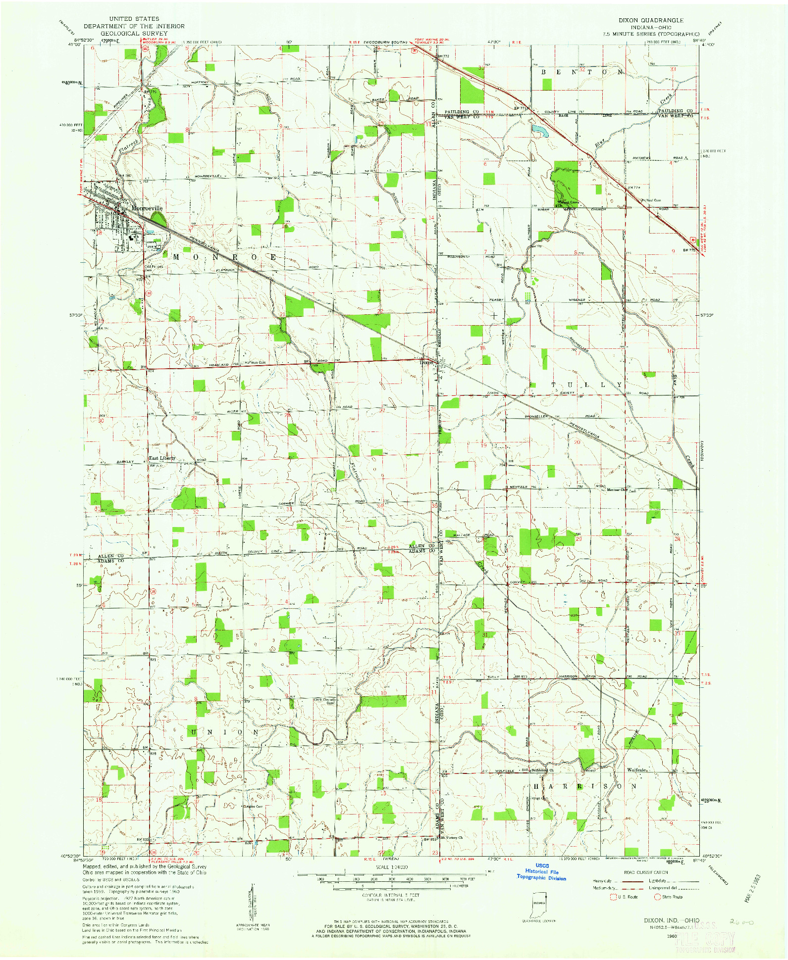 USGS 1:24000-SCALE QUADRANGLE FOR DIXON, IN 1960