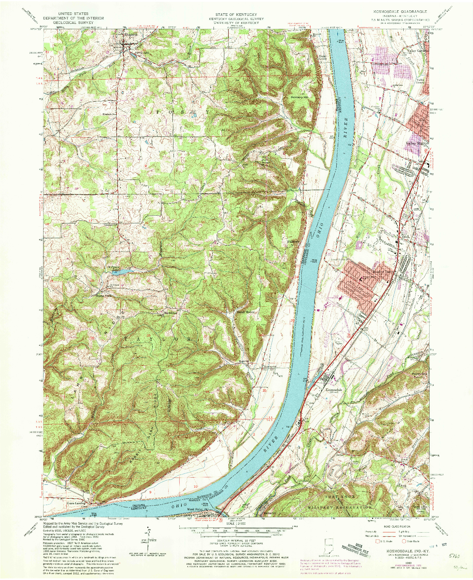 USGS 1:24000-SCALE QUADRANGLE FOR KOSMOSDALE, IN 1960