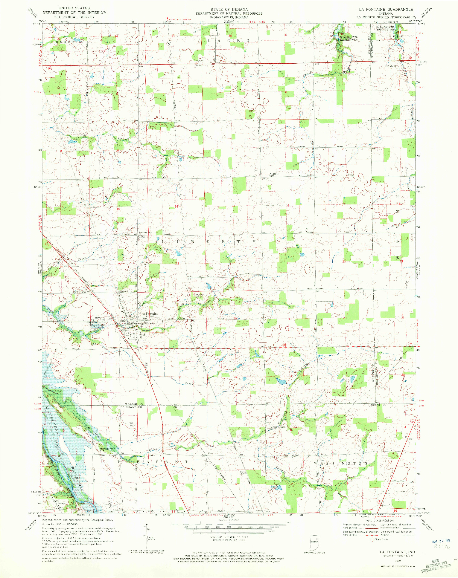 USGS 1:24000-SCALE QUADRANGLE FOR LA FONTAINE, IN 1969