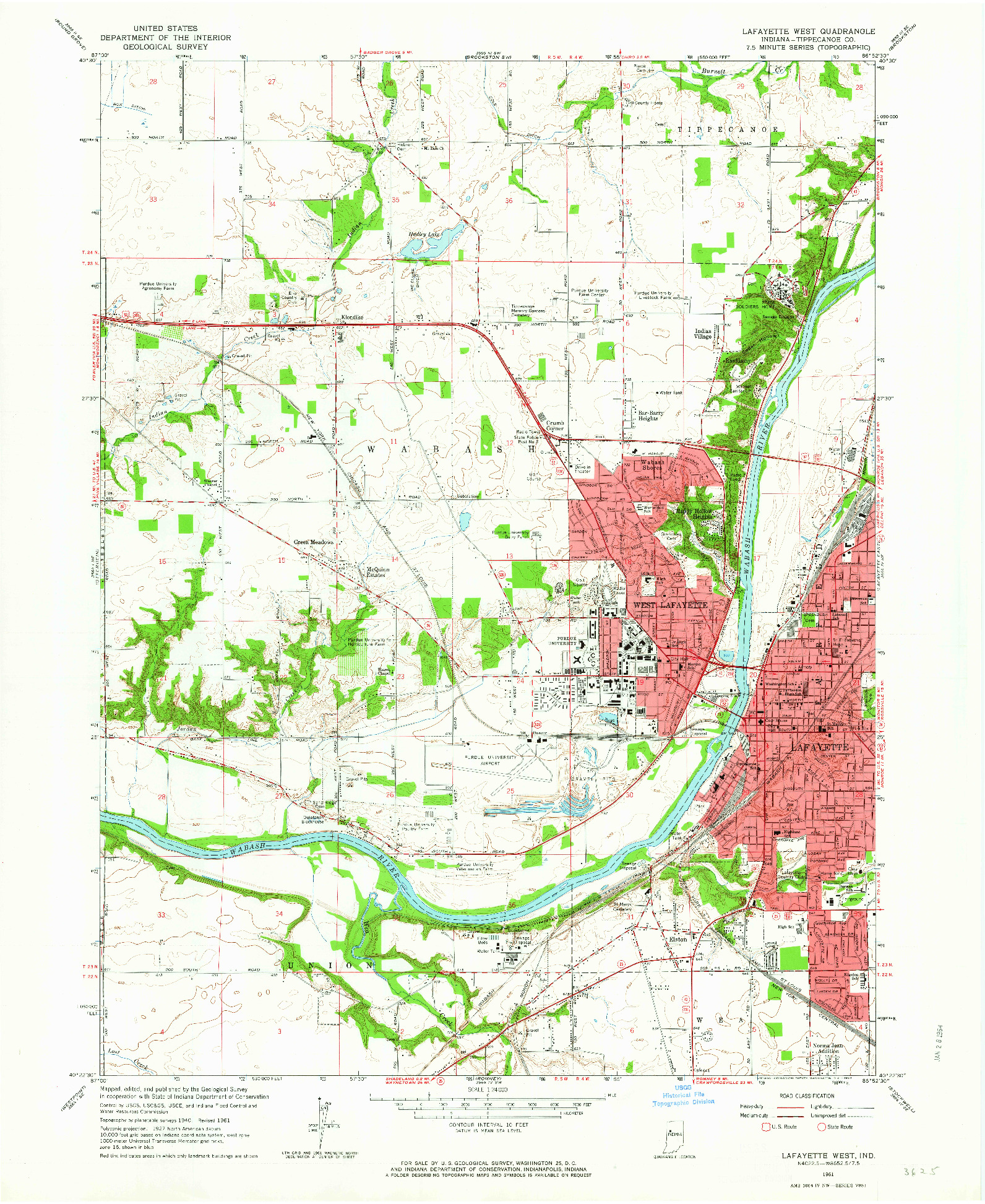 USGS 1:24000-SCALE QUADRANGLE FOR LAFAYETTE WEST, IN 1961