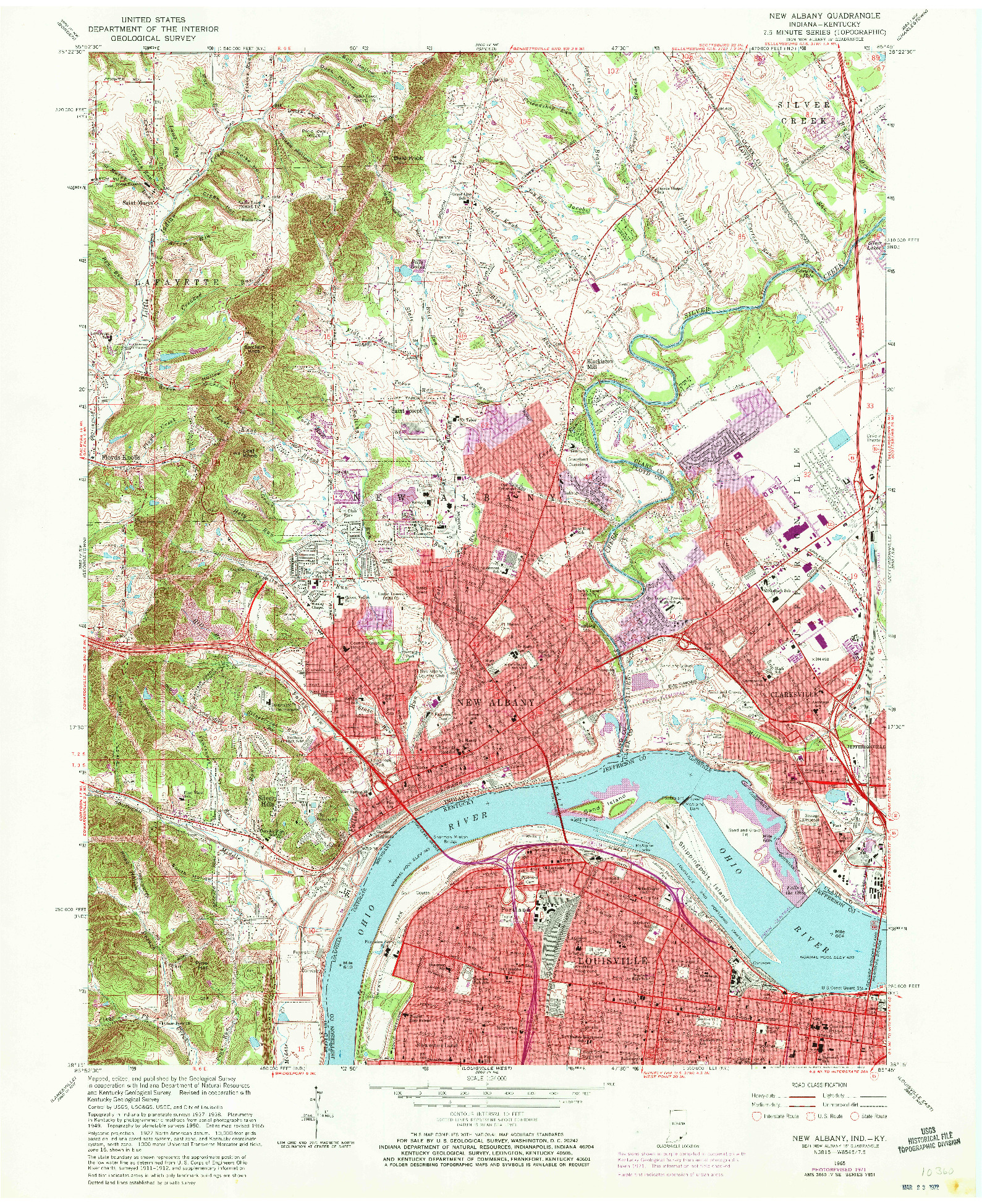 USGS 1:24000-SCALE QUADRANGLE FOR NEW ALBANY, IN 1965