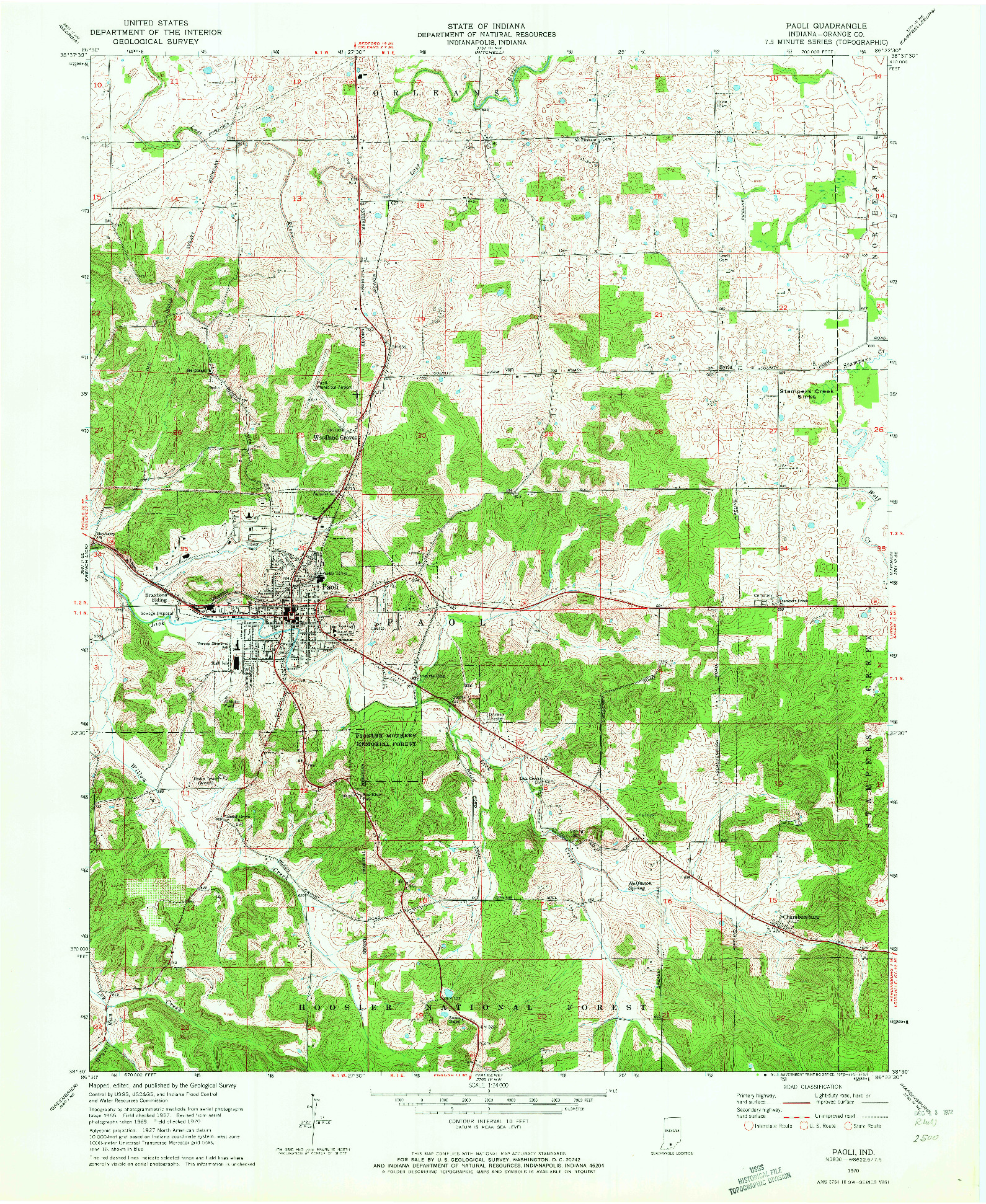 USGS 1:24000-SCALE QUADRANGLE FOR PAOLI, IN 1970