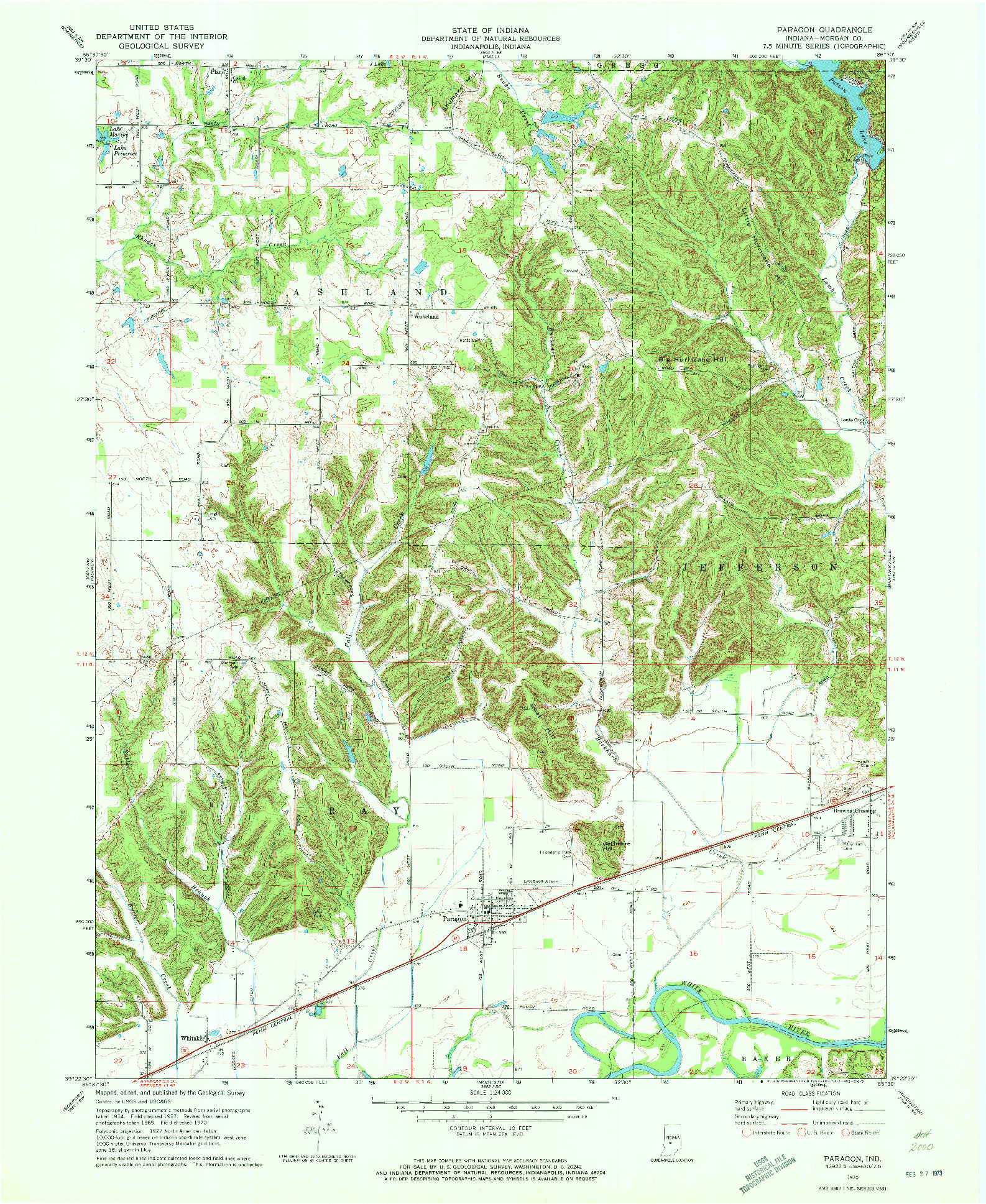 USGS 1:24000-SCALE QUADRANGLE FOR PARAGON, IN 1970