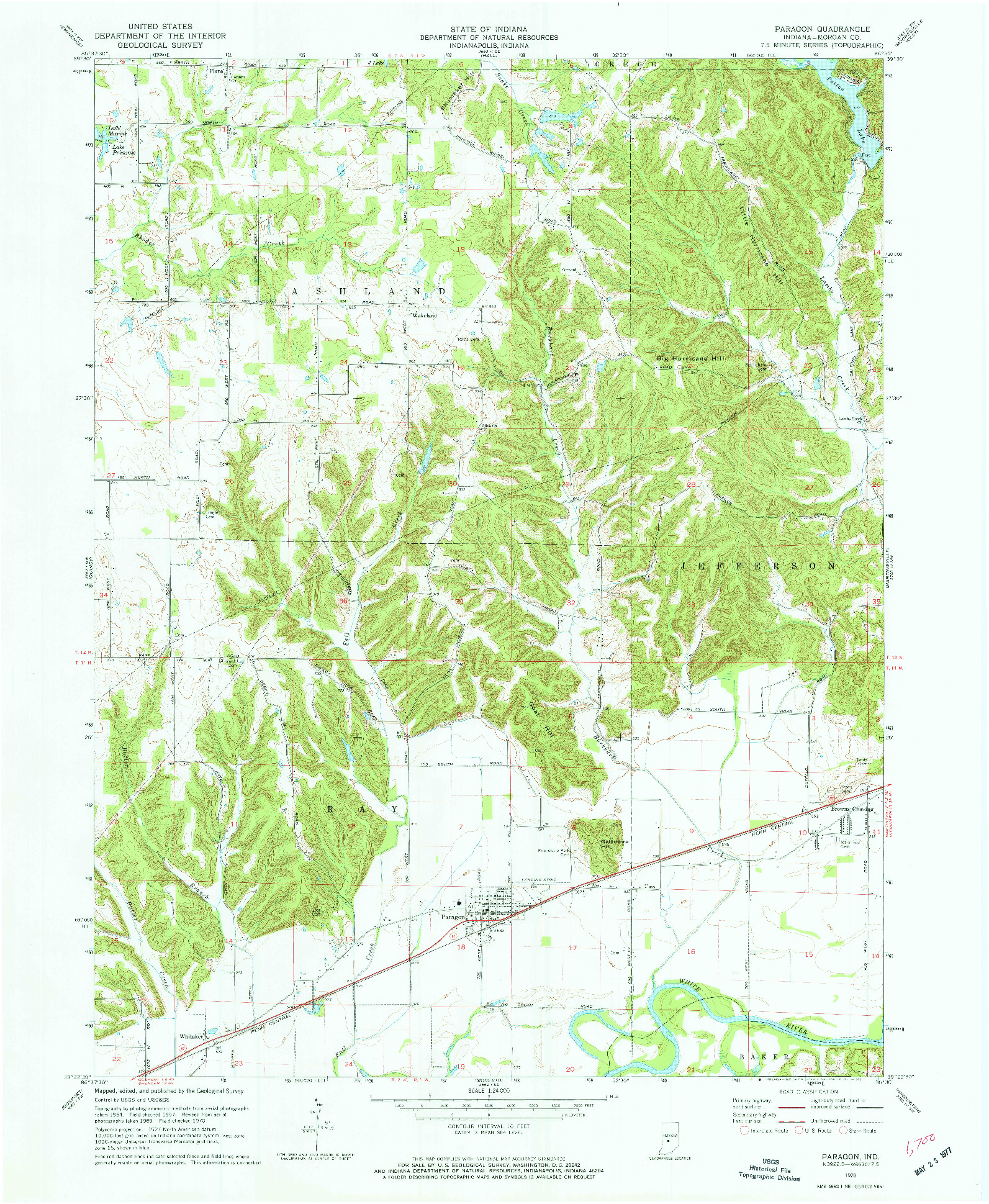 USGS 1:24000-SCALE QUADRANGLE FOR PARAGON, IN 1970