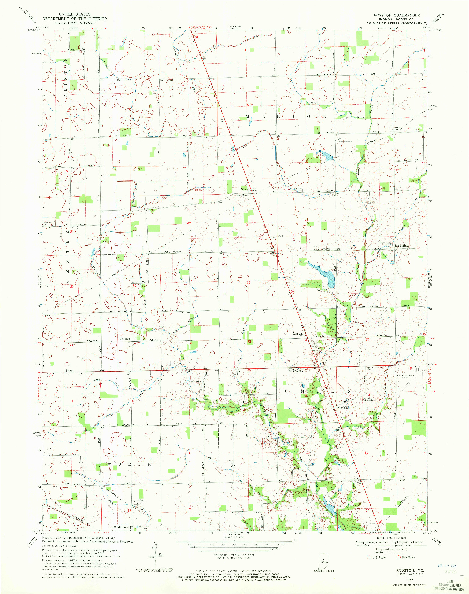 USGS 1:24000-SCALE QUADRANGLE FOR ROSSTON, IN 1969